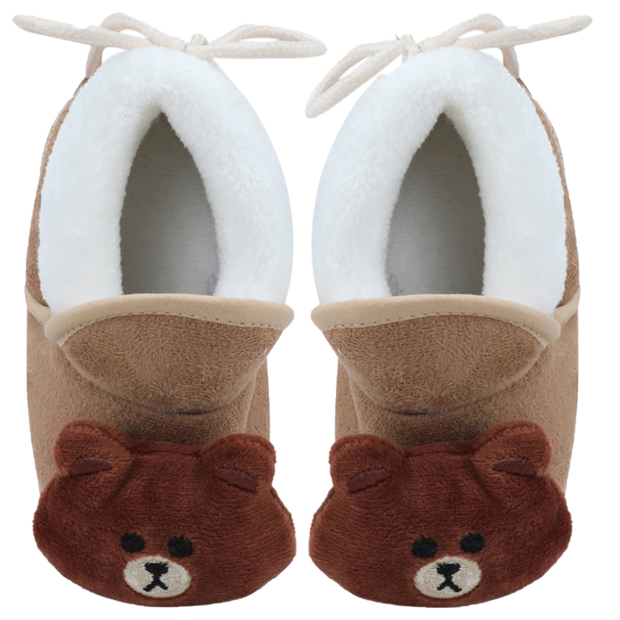 Baby Moo 3D Bear Soft Slip-On Anti-Skid Plush Warm Booties - Brown