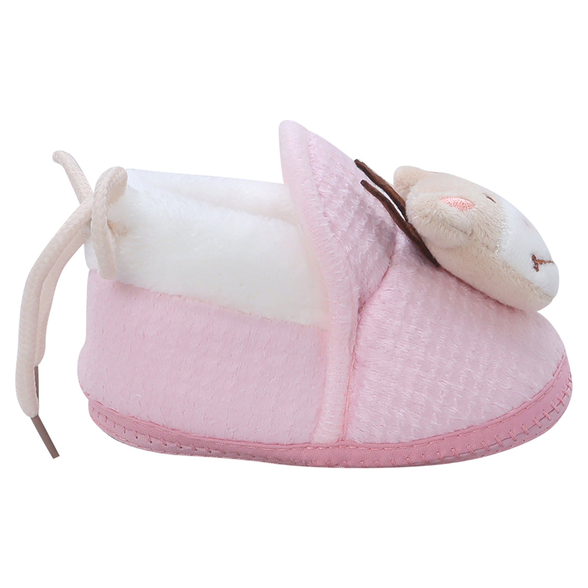 Baby Moo 3D Cow Soft Slip-On Anti-Skid Plush Warm Booties - Pink