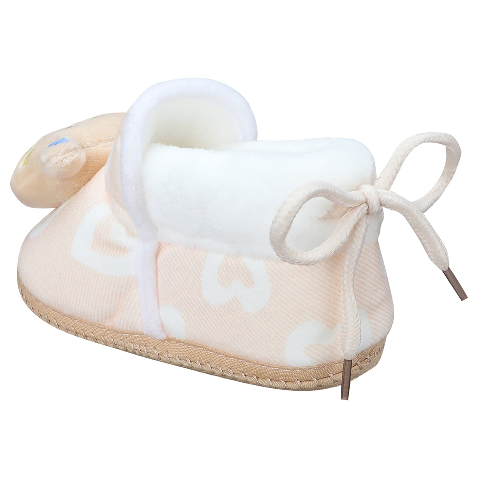 Baby Moo 3D Teddy Buddy Soft Slip-On Anti-Skid Plush Warm Booties - Beige