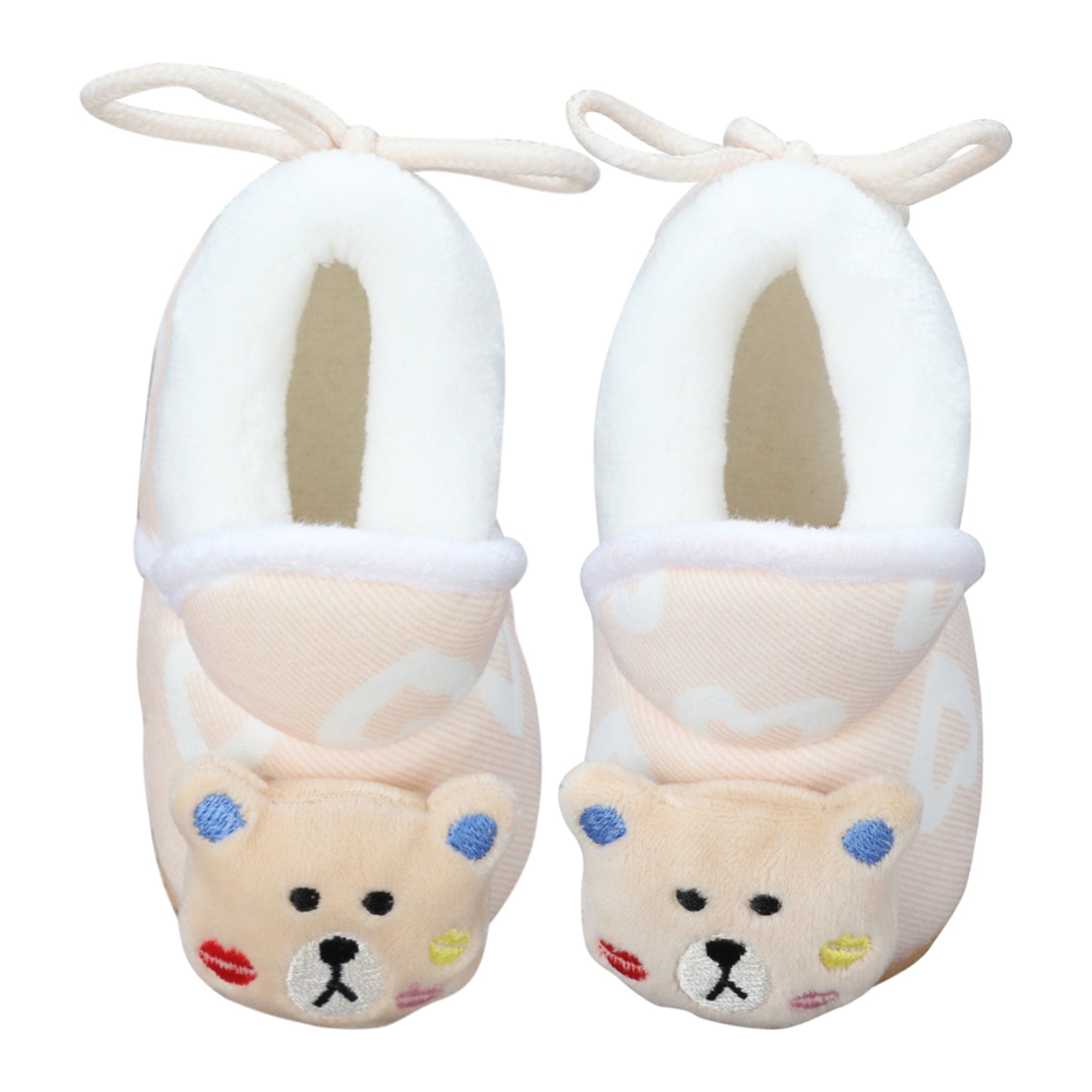 Baby Moo 3D Teddy Buddy Soft Slip-On Anti-Skid Plush Warm Booties - Beige