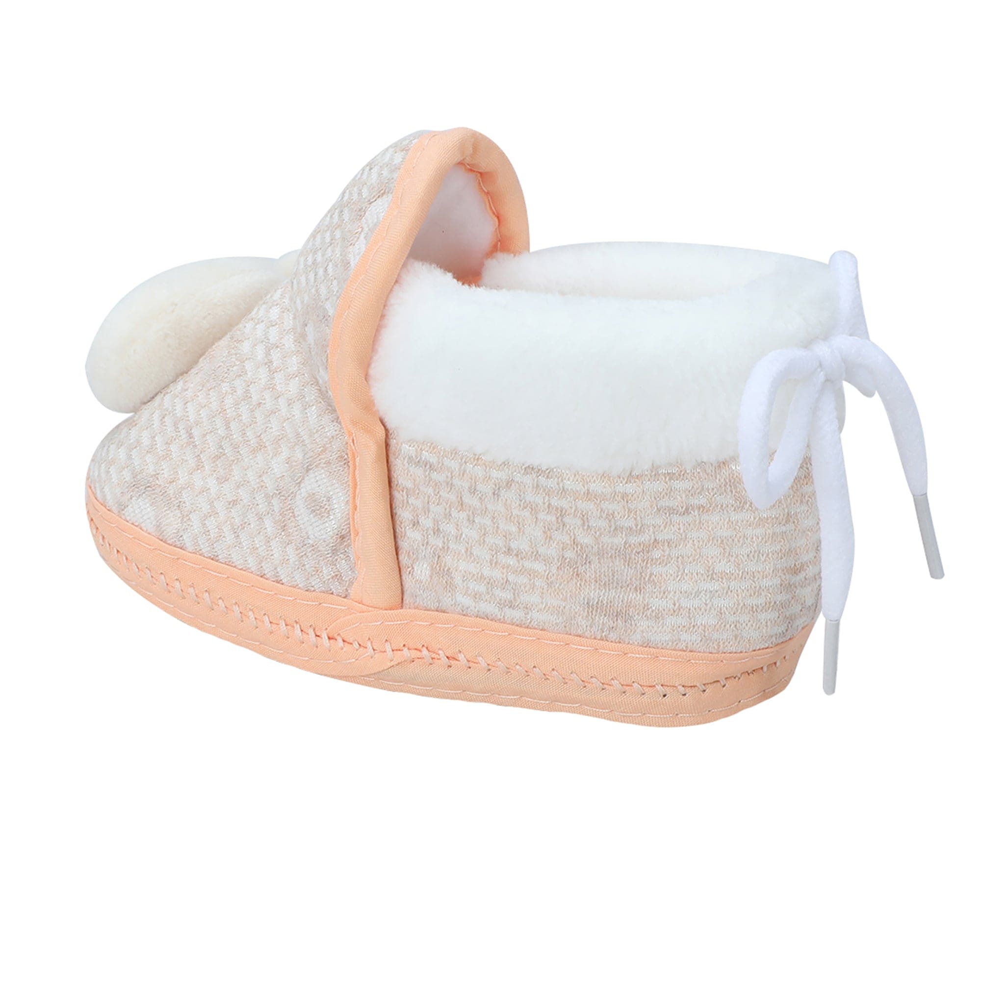 Baby Moo 3D Fish Soft Slip-On Anti-Skid Plush Warm Booties - Beige