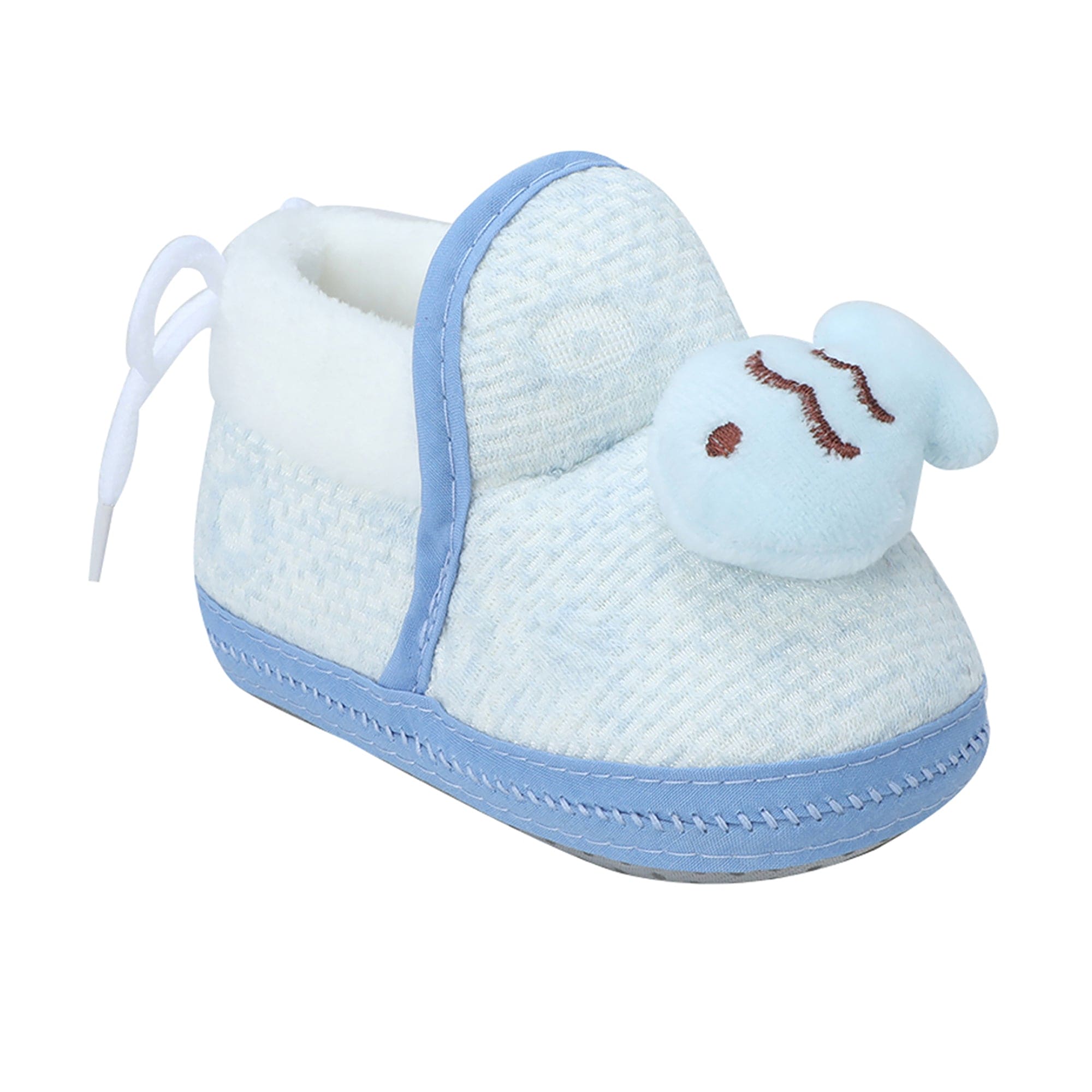 Baby Moo 3D Fish Soft Slip-On Anti-Skid Plush Warm Booties - Blue