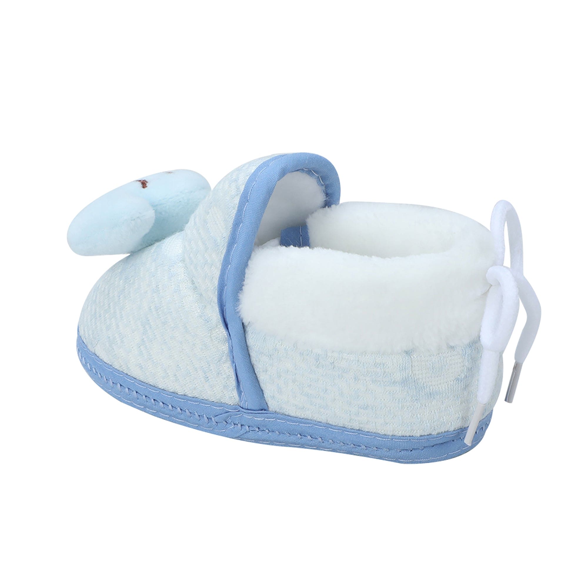 Baby Moo 3D Fish Soft Slip-On Anti-Skid Plush Warm Booties - Blue