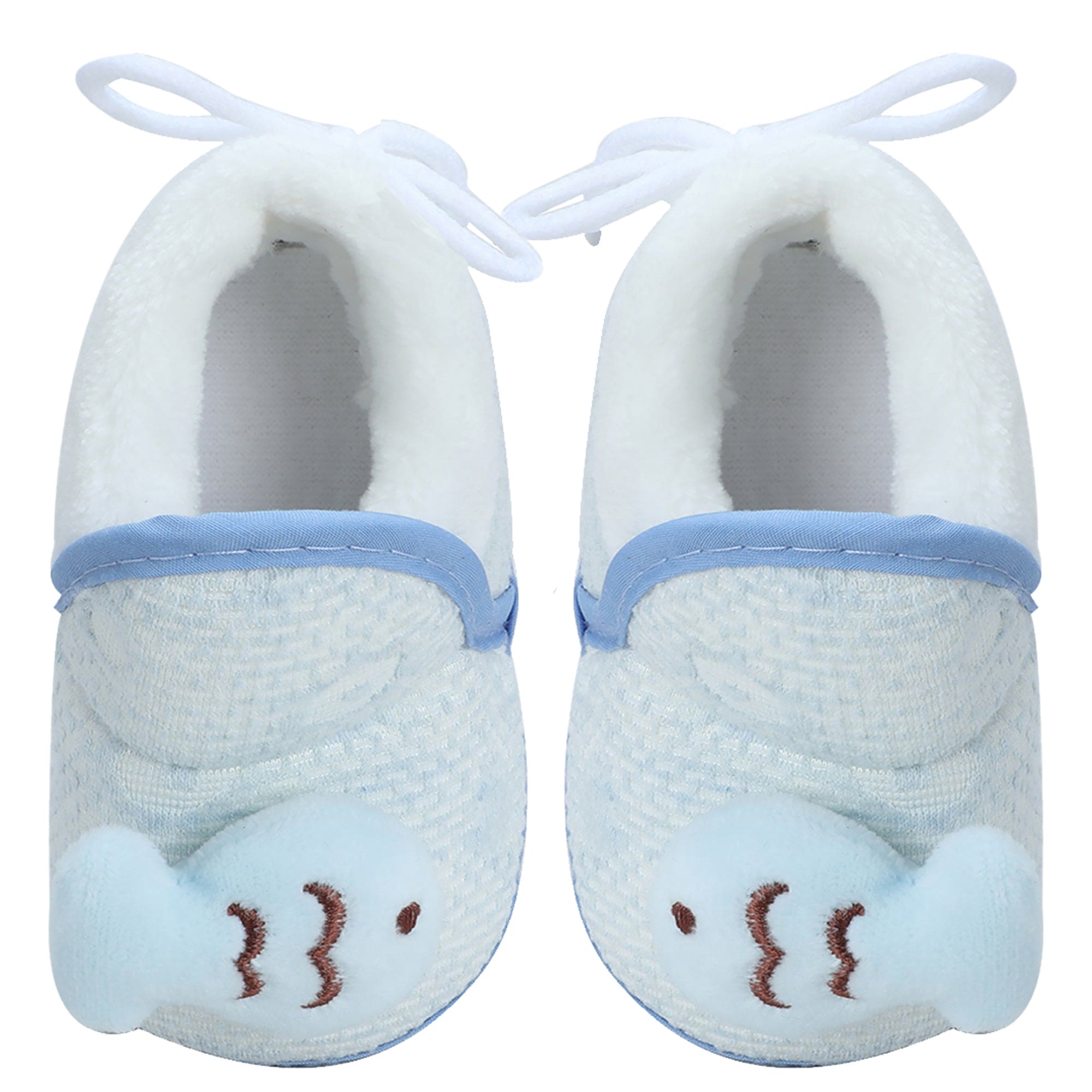 Baby Moo 3D Fish Soft Slip-On Anti-Skid Plush Warm Booties - Blue