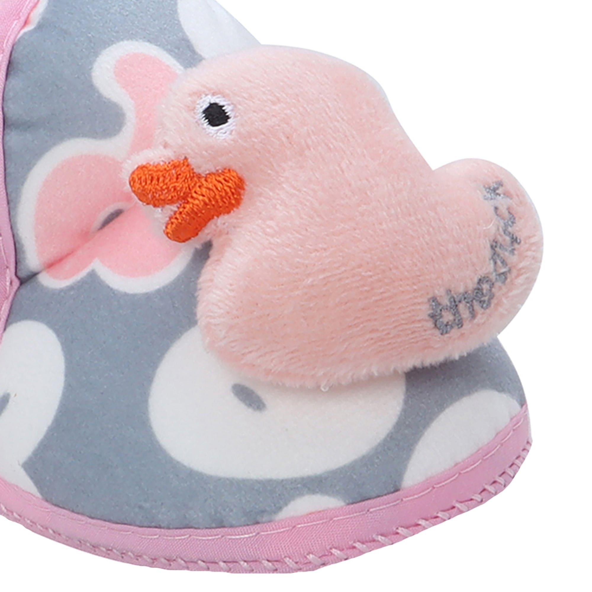 Baby Moo 3D Ducky Duck Soft Slip-On Anti-Skid Plush Warm Booties - Peach