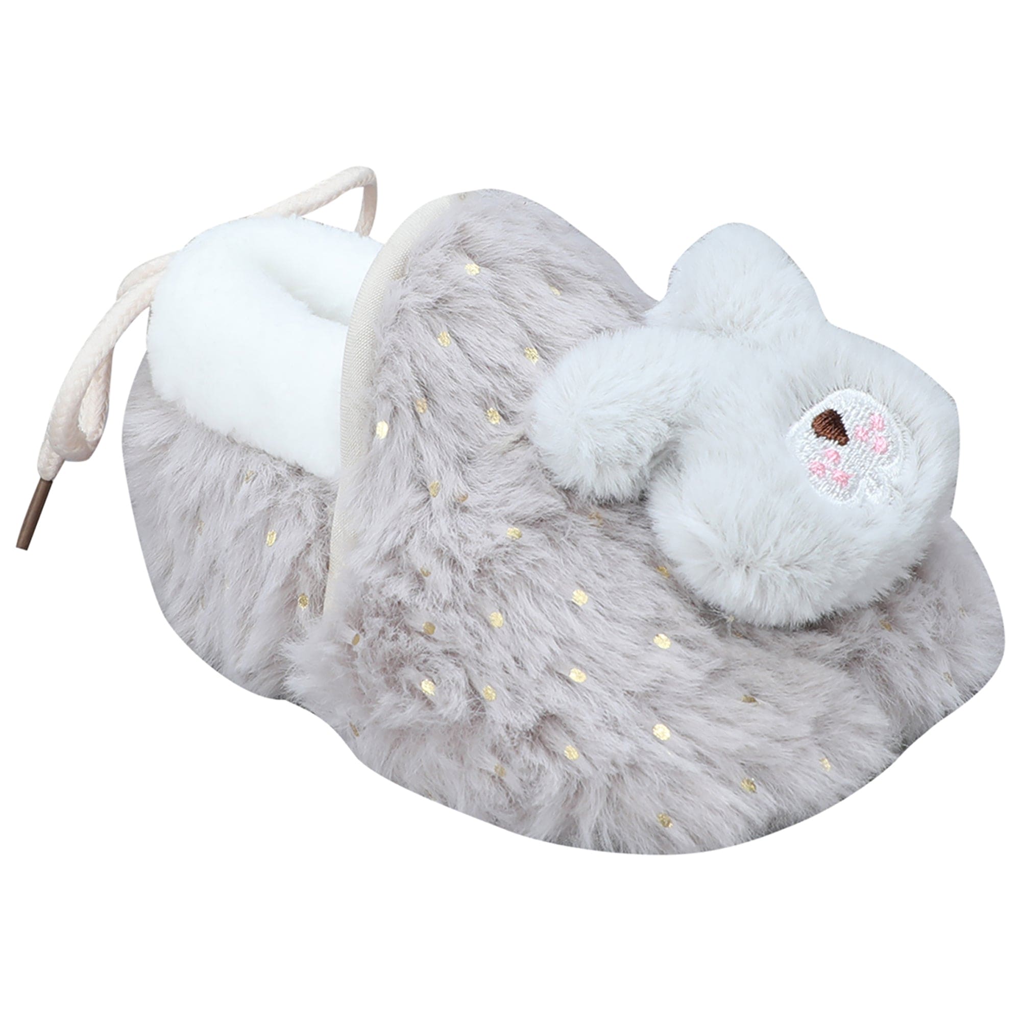 Baby Moo 3D Bunny Soft Slip-On Anti-Skid Plush Warm Booties - Grey