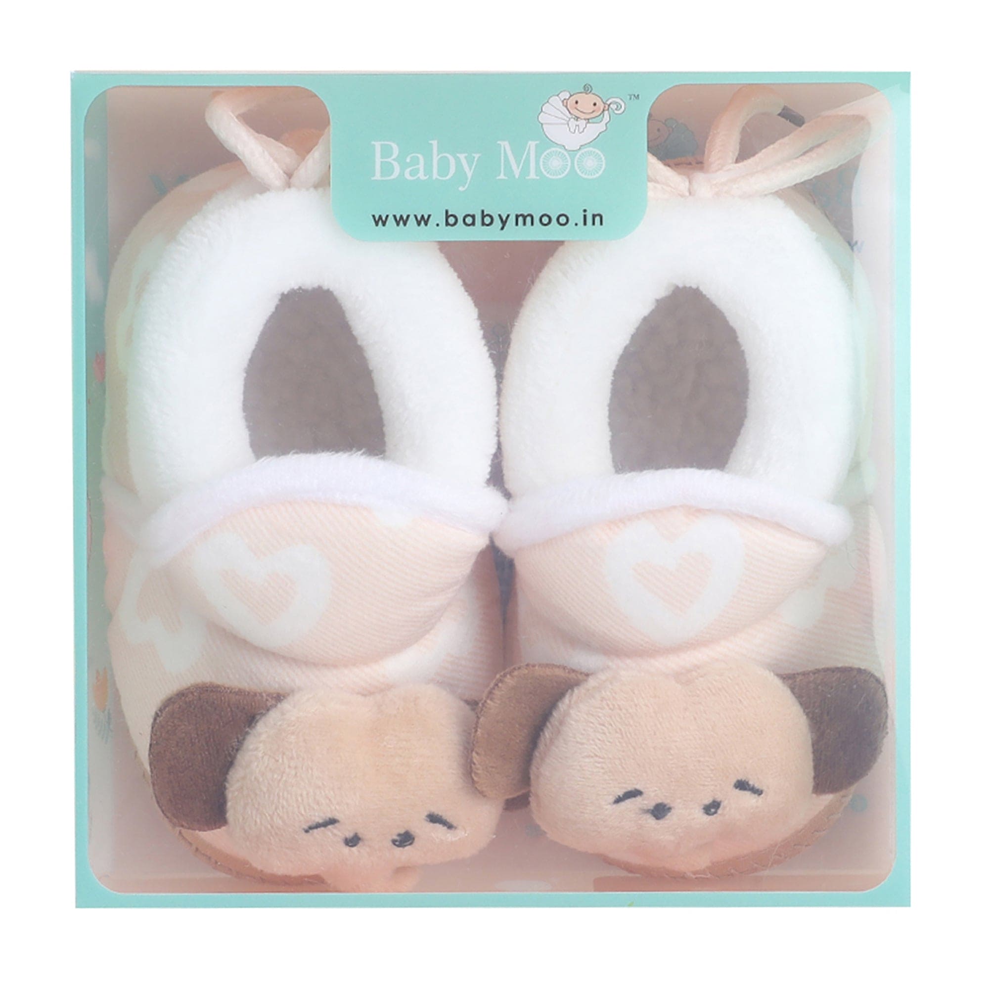 Baby Moo 3D Elephant Soft Slip-On Anti-Skid Plush Warm Booties - Beige