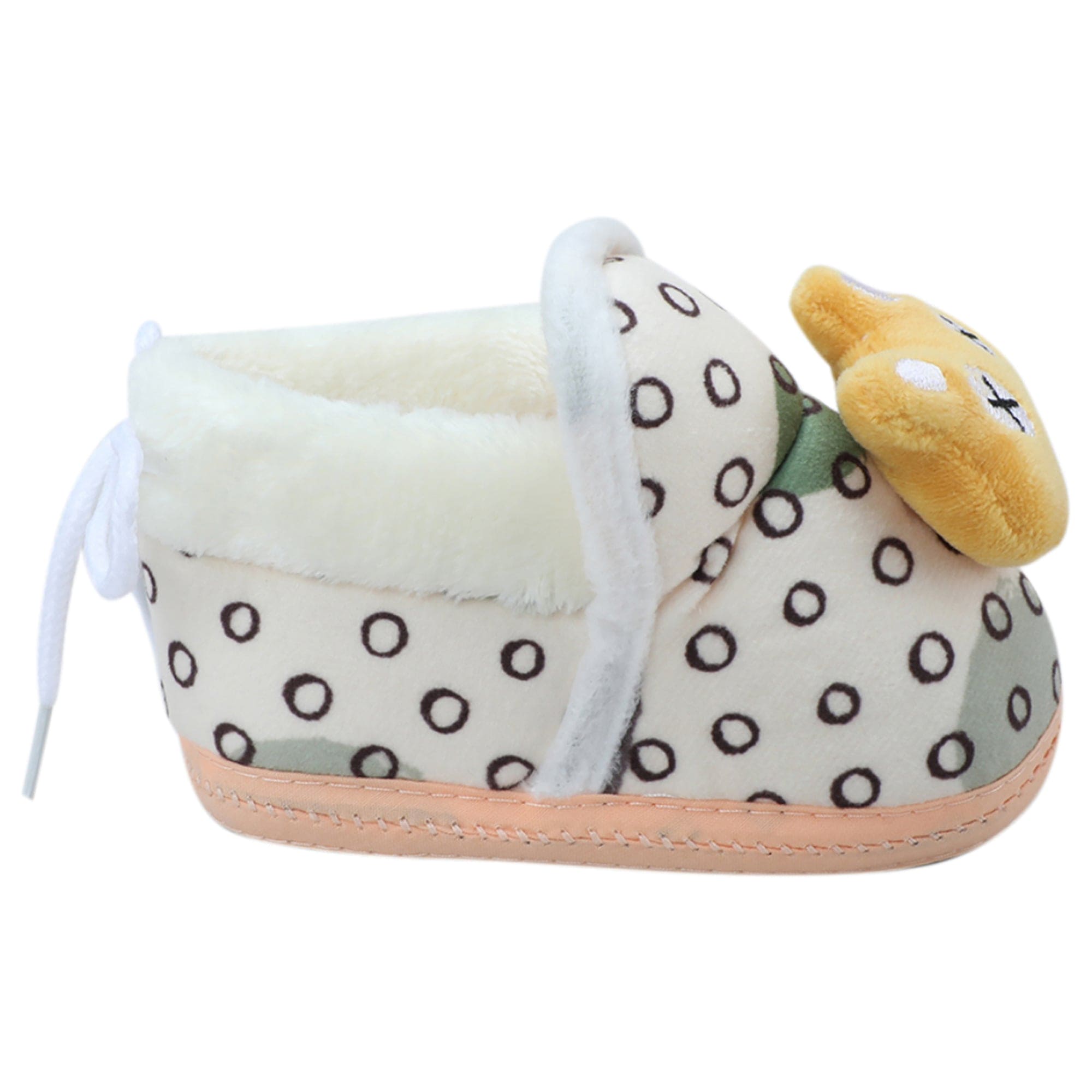 Baby Moo 3D Dizzy Cat Soft Slip-On Anti-Skid Plush Warm Booties - Beige