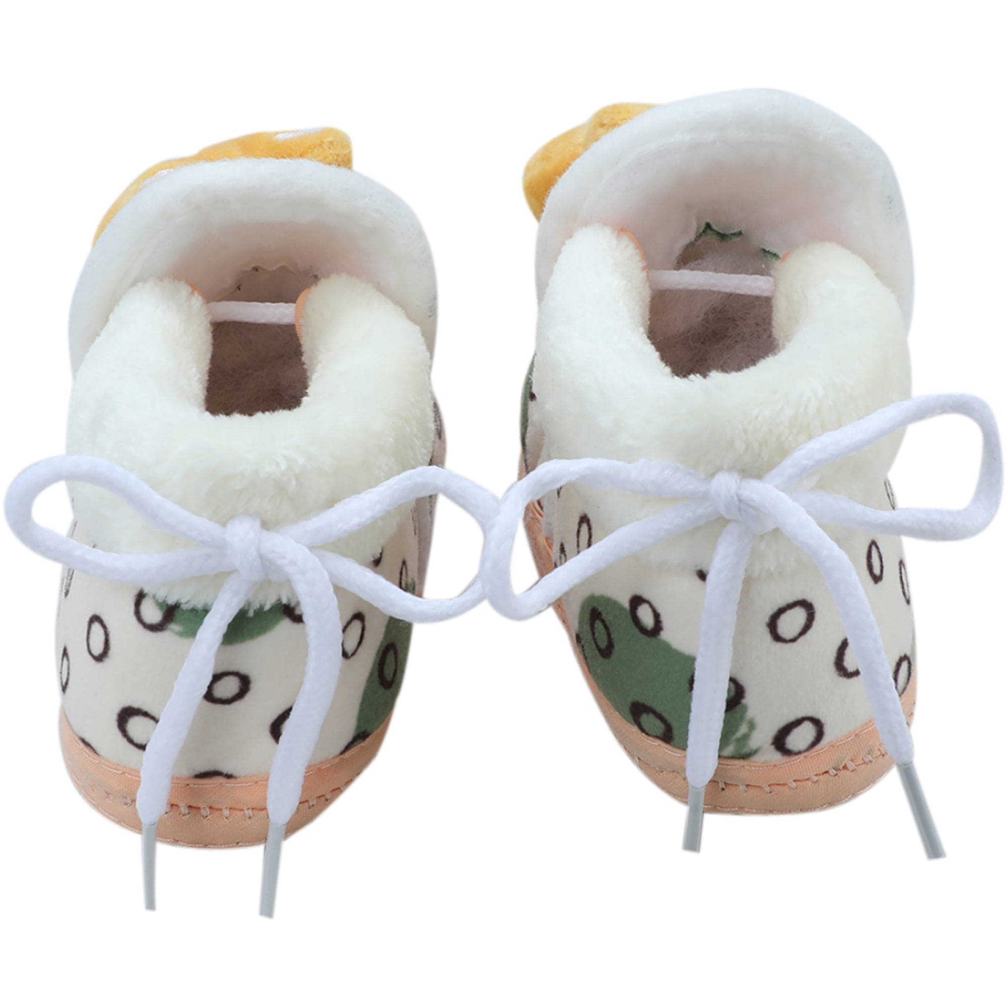 Baby Moo 3D Dizzy Cat Soft Slip-On Anti-Skid Plush Warm Booties - Beige