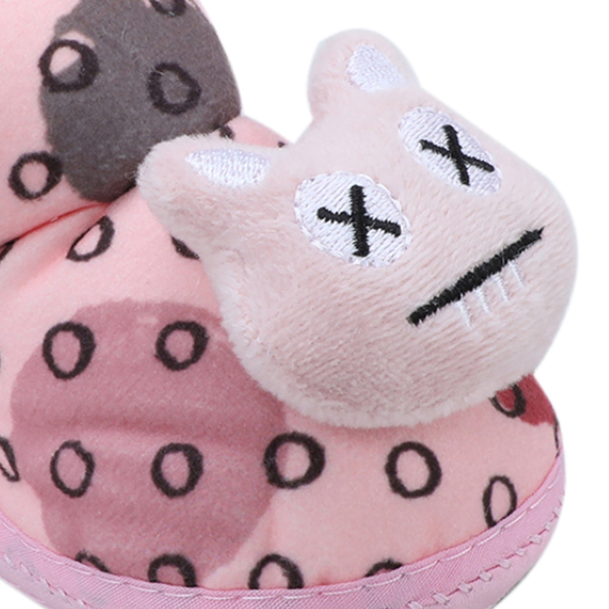 Baby Moo 3D Dizzy Cat Soft Slip-On Anti-Skid Plush Warm Booties - Peach