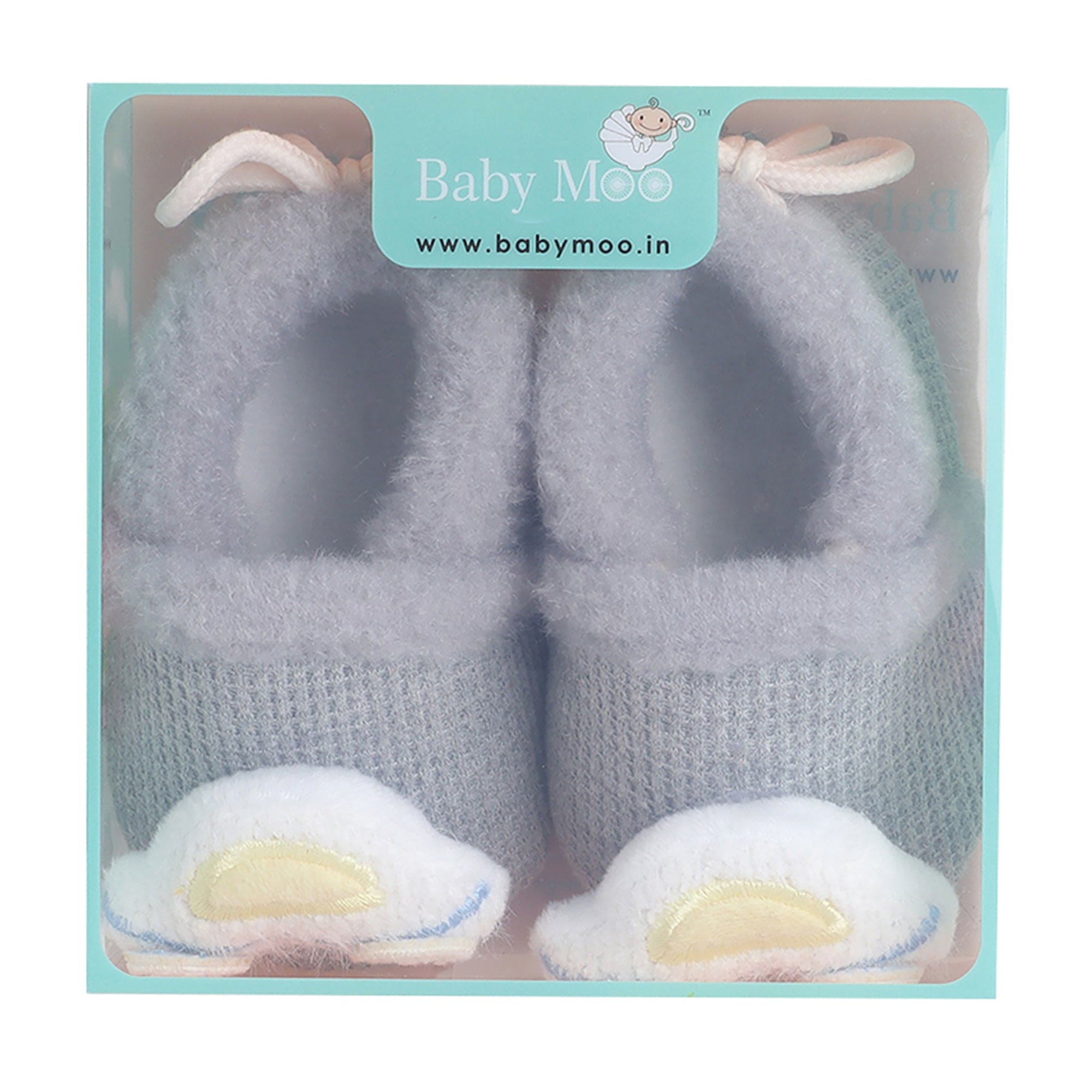 Baby Moo 3D Car Soft Slip-On Anti-Skid Plush Warm Booties - Grey