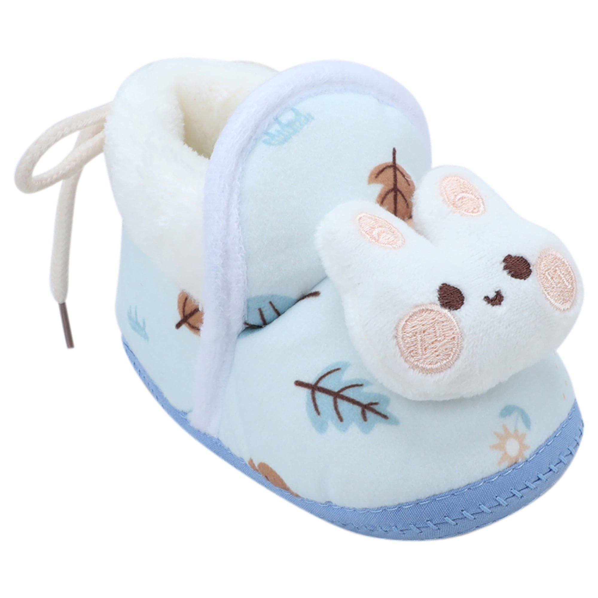 Baby Moo 3D Hunny Bunny Soft Slip-On Anti-Skid Plush Warm Booties - Blue