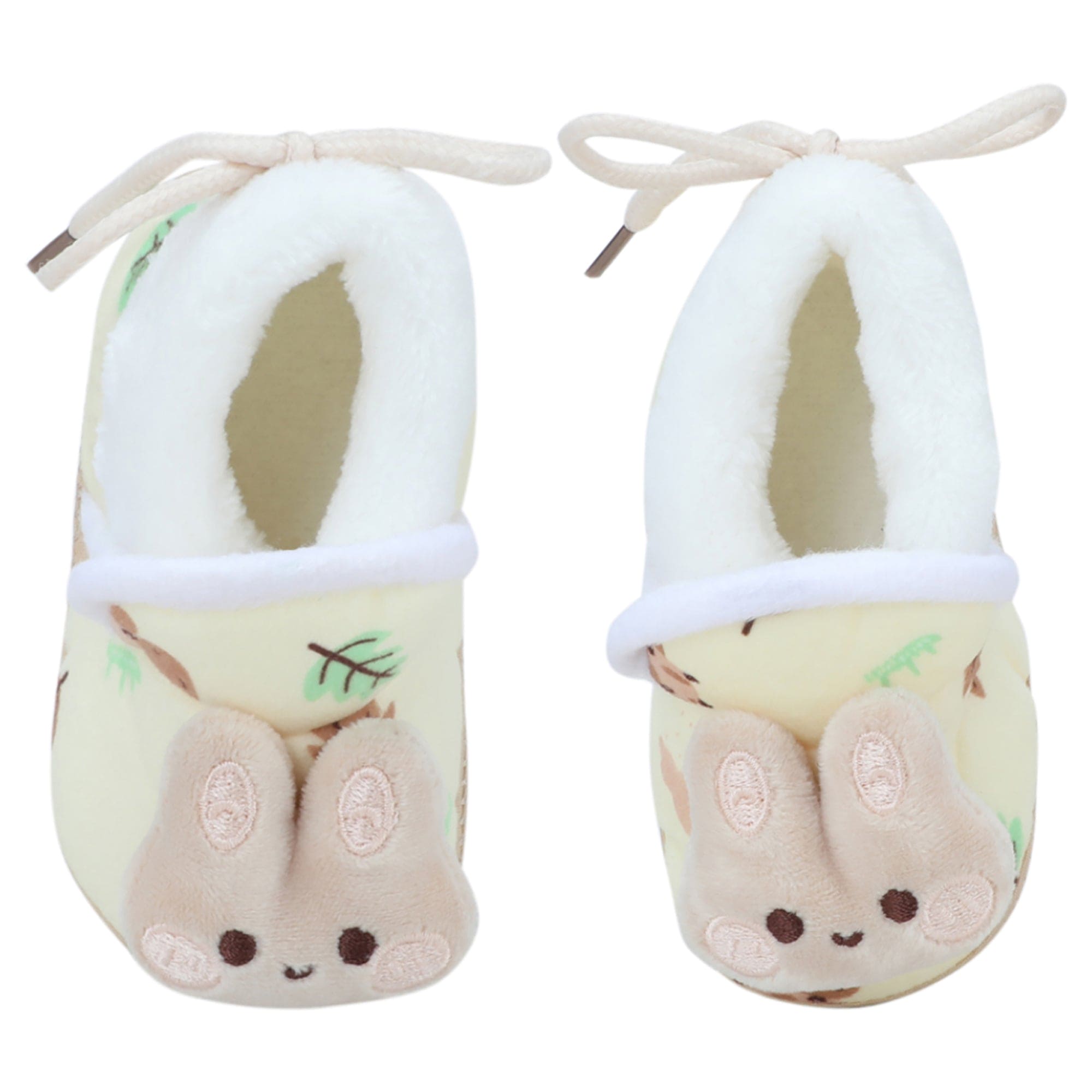 Baby Moo 3D Hunny Bunny Soft Slip-On Anti-Skid Plush Warm Booties - Yellow