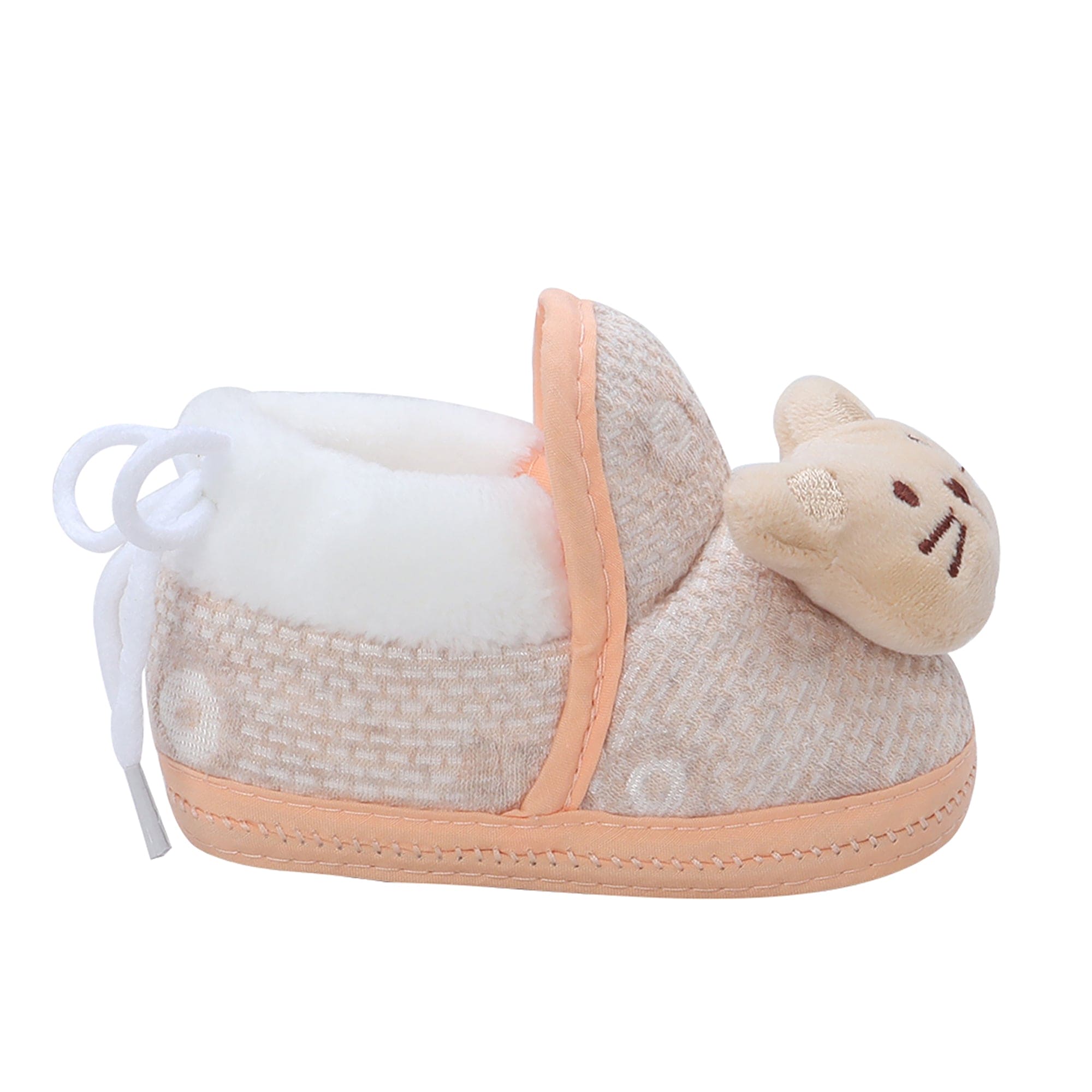 Baby Moo 3D Cute Kitty Soft Slip-On Anti-Skid Plush Warm Booties - Beige