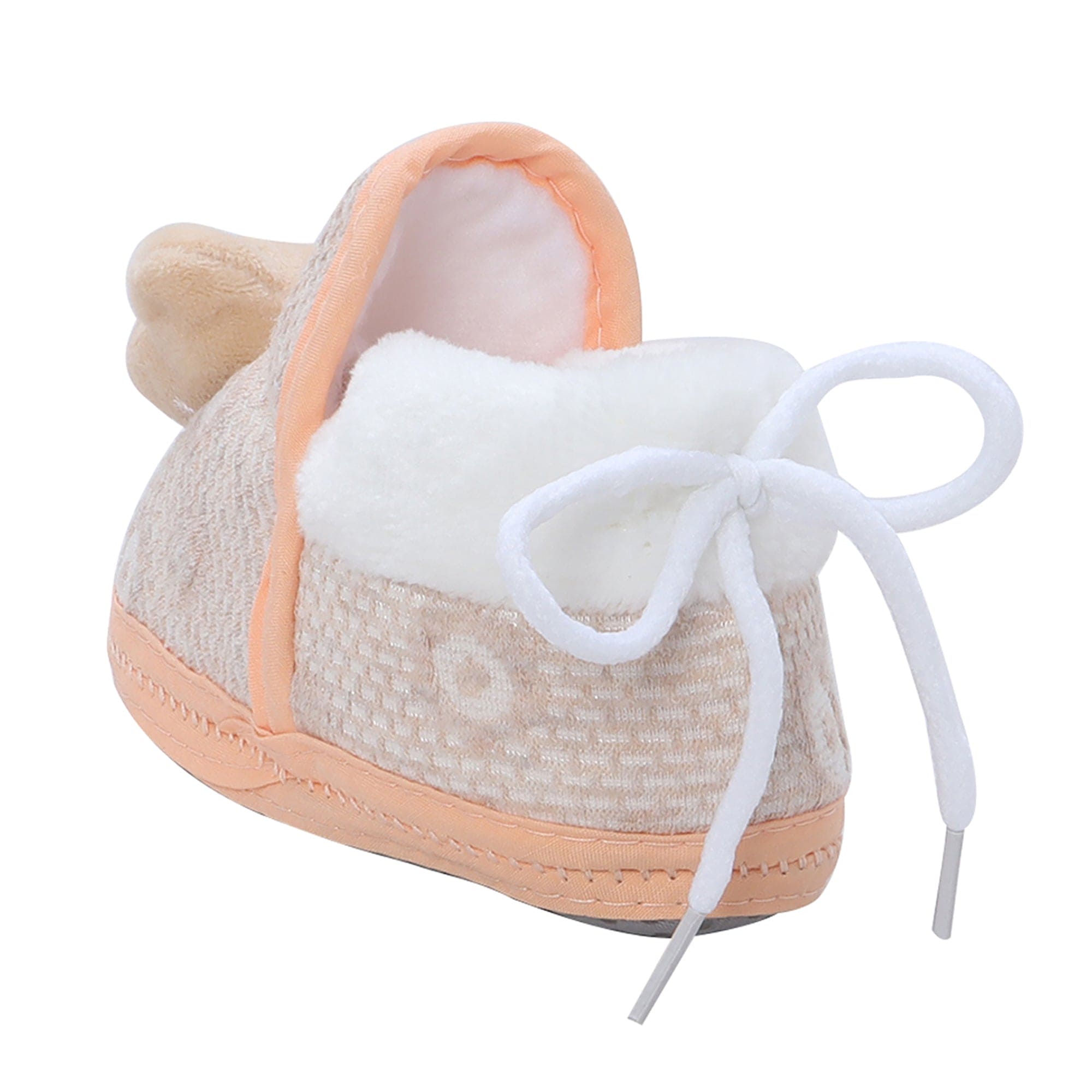 Baby Moo 3D Cute Kitty Soft Slip-On Anti-Skid Plush Warm Booties - Beige