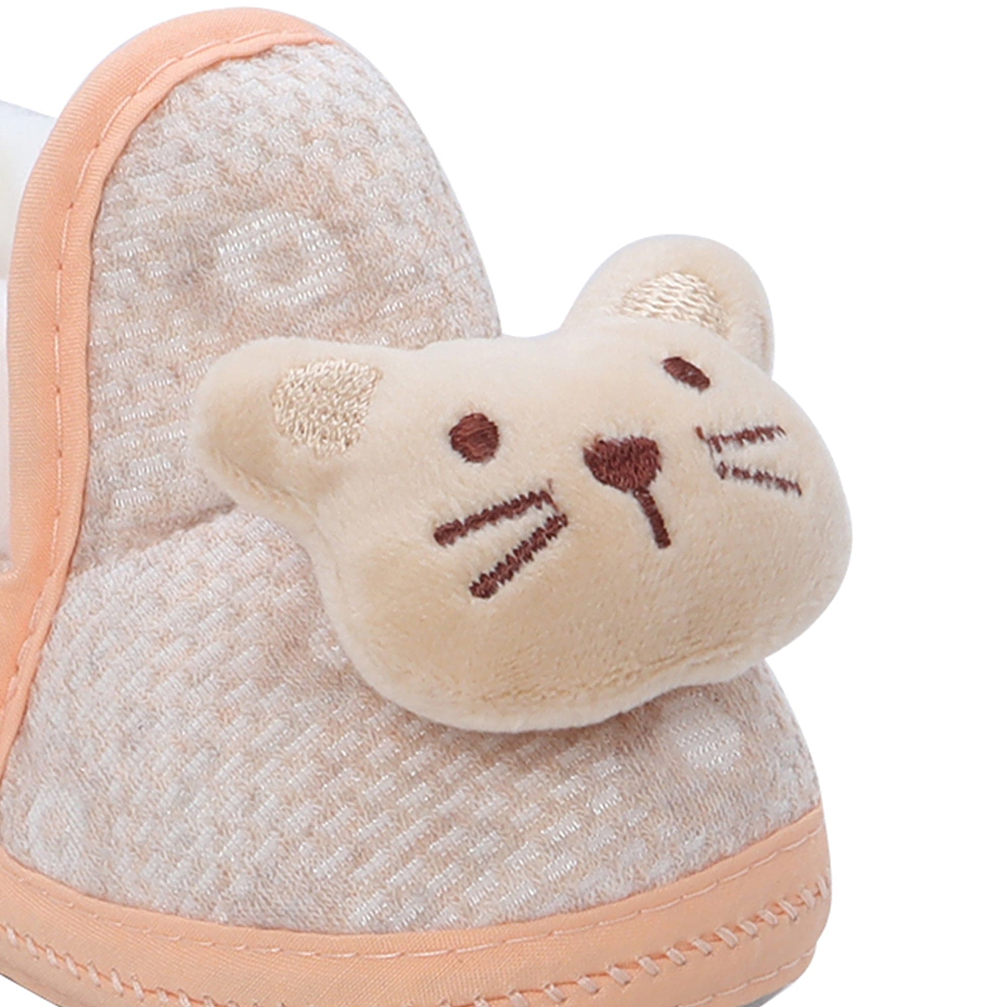 Baby Moo 3D Cute Kitty Soft Slip-On Anti-Skid Plush Warm Booties - Beige