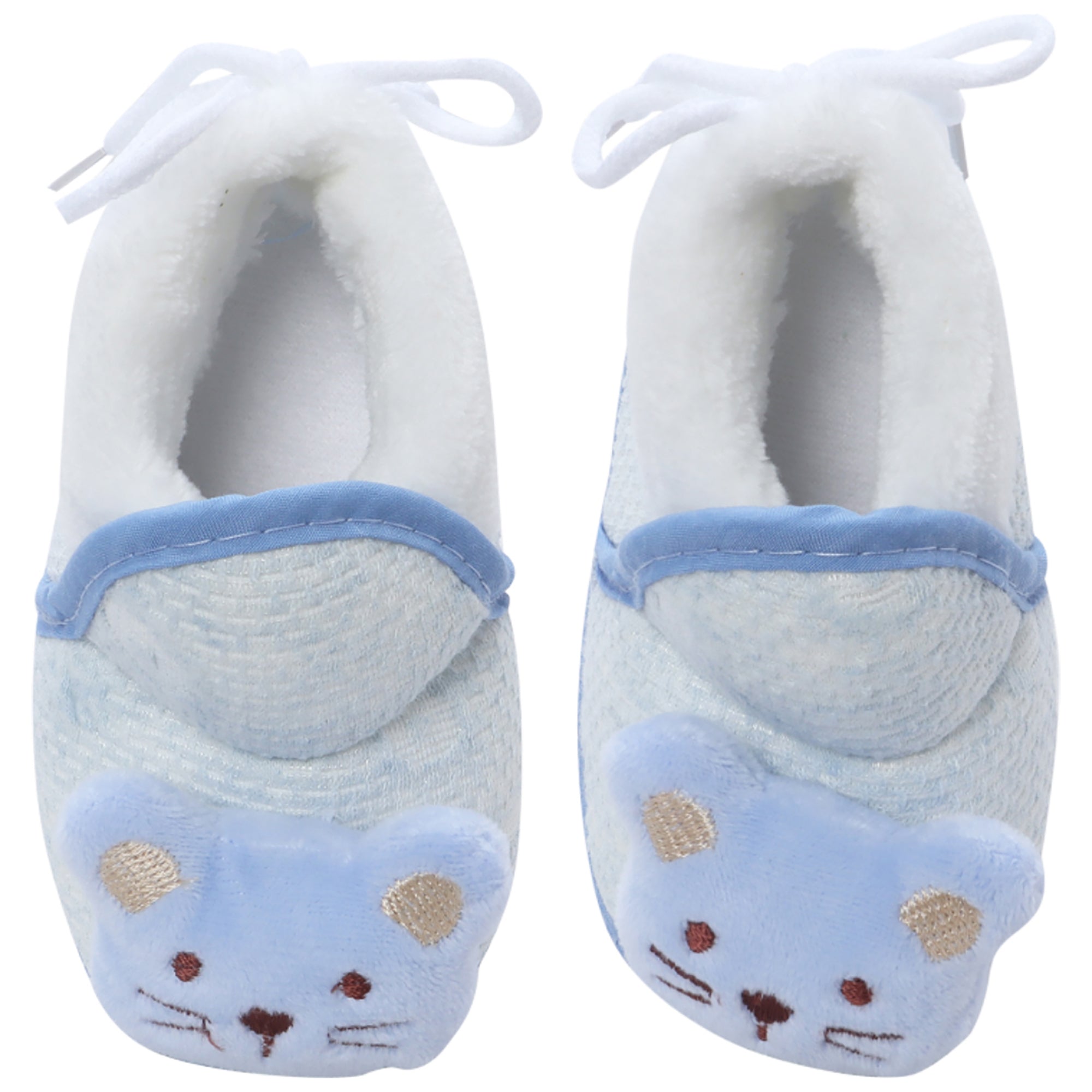 Baby Moo 3D Cute Kitty Soft Slip-On Anti-Skid Plush Warm Booties - Blue