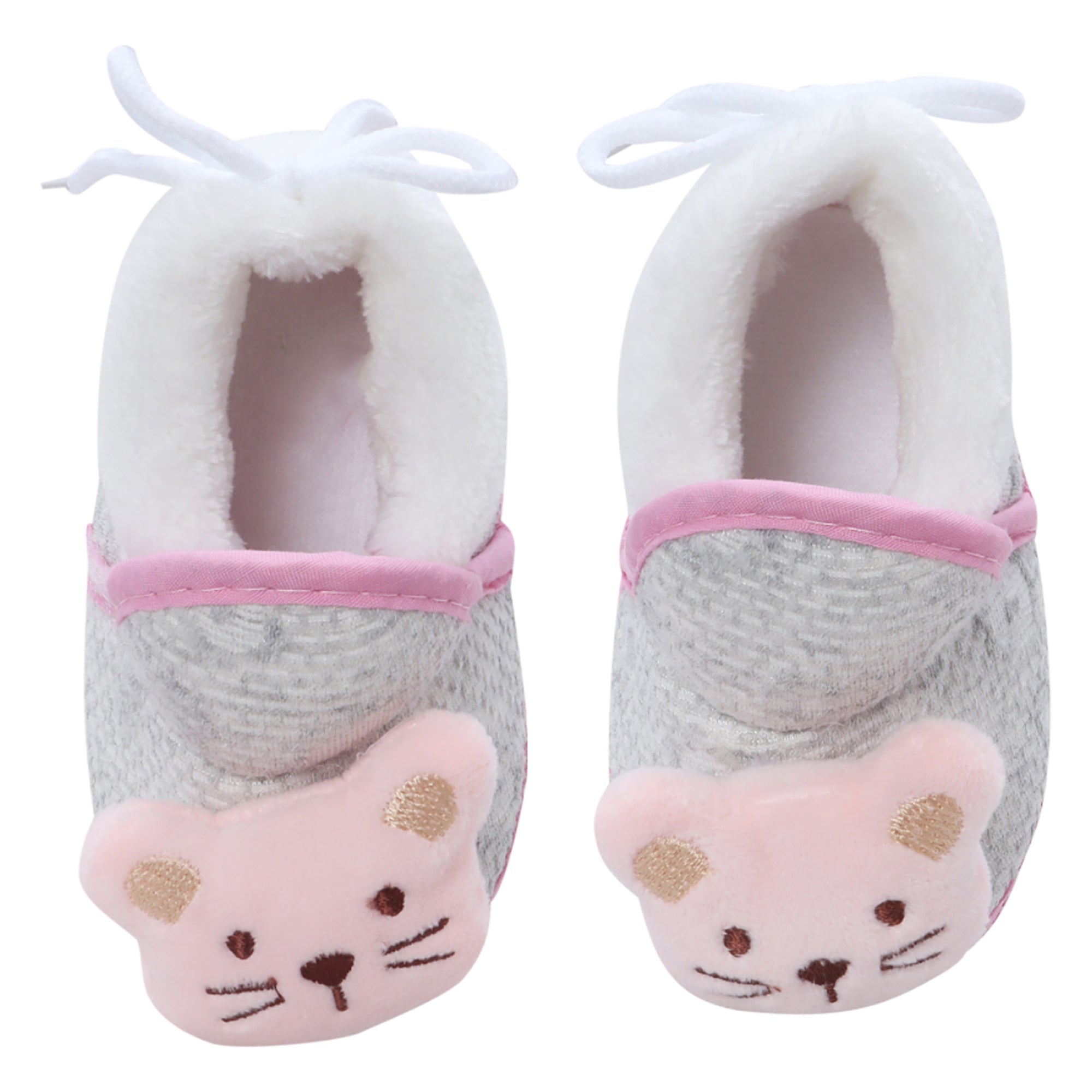 Baby Moo 3D Cute Kitty Soft Slip-On Anti-Skid Plush Warm Booties - Pink