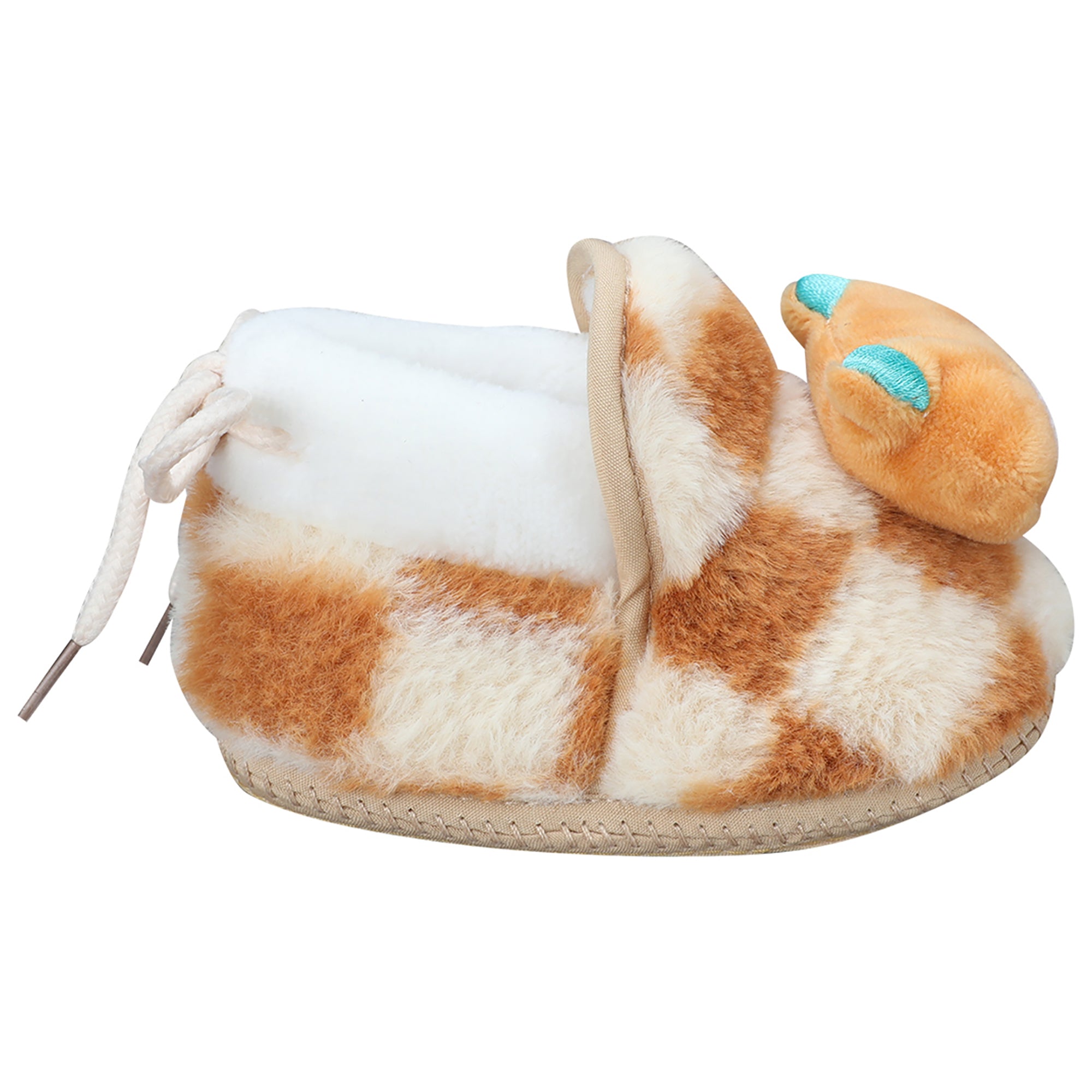 Baby Moo 3D Dear Bear Soft Slip-On Anti-Skid Plush Warm Booties - Brown