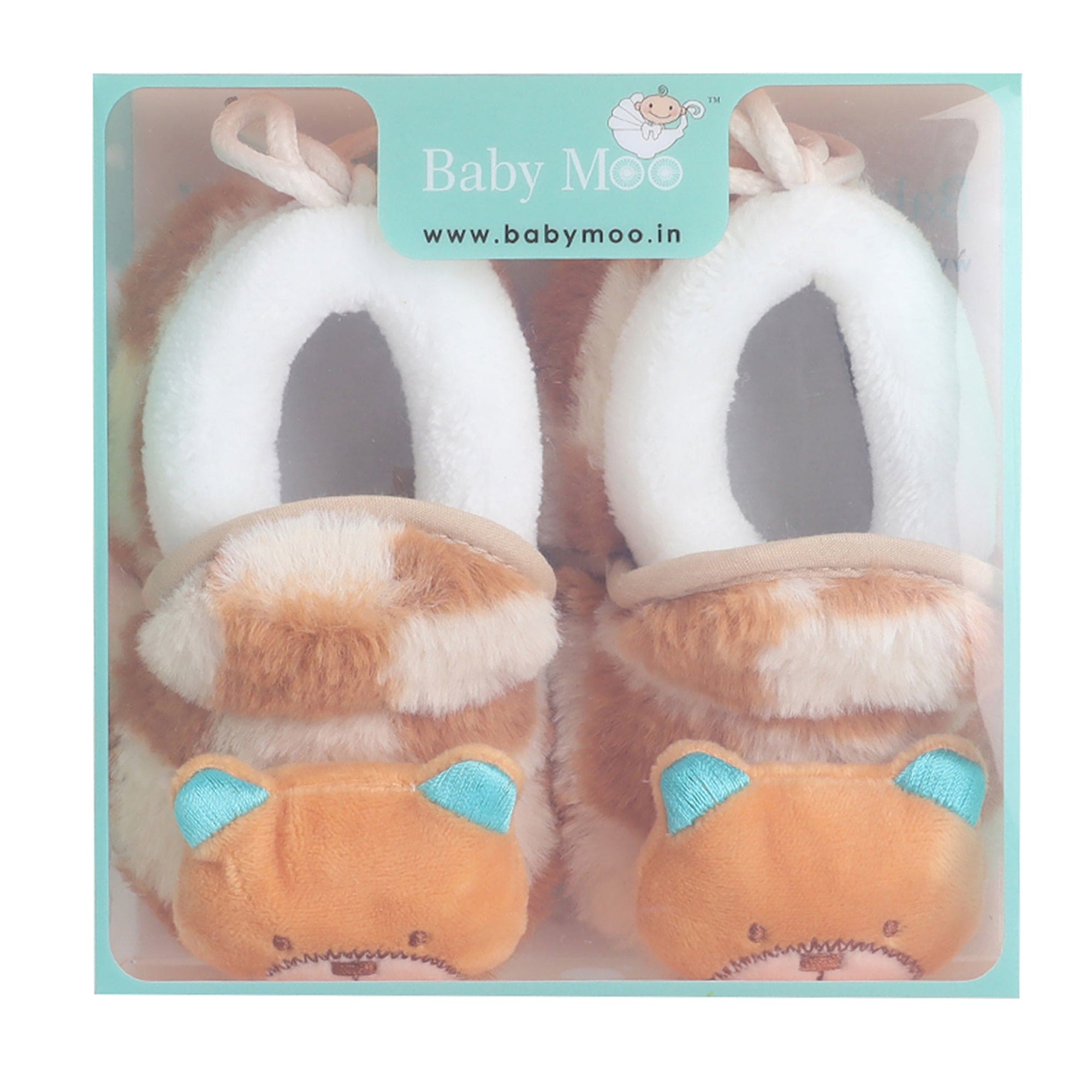 Baby Moo 3D Dear Bear Soft Slip-On Anti-Skid Plush Warm Booties - Brown