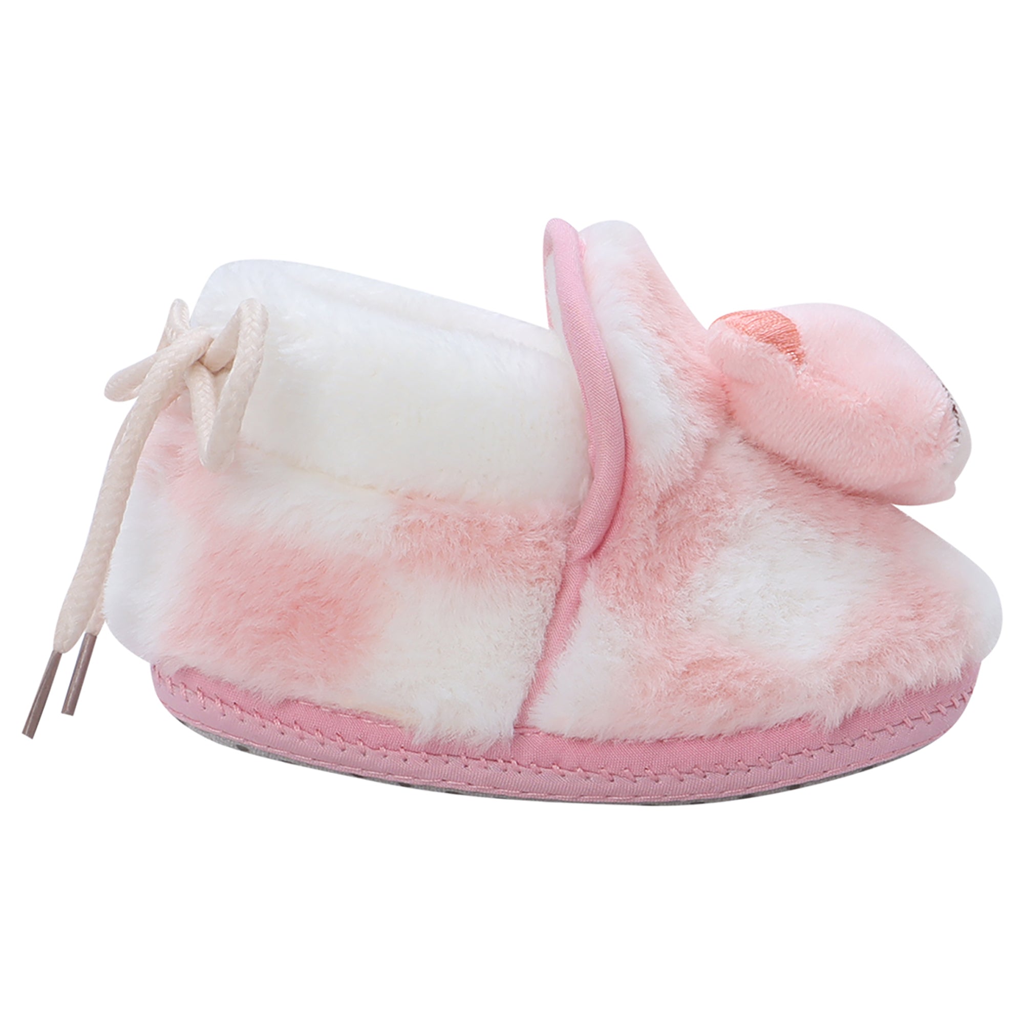 Baby Moo 3D Dear Bear Soft Slip-On Anti-Skid Plush Warm Booties - Pink