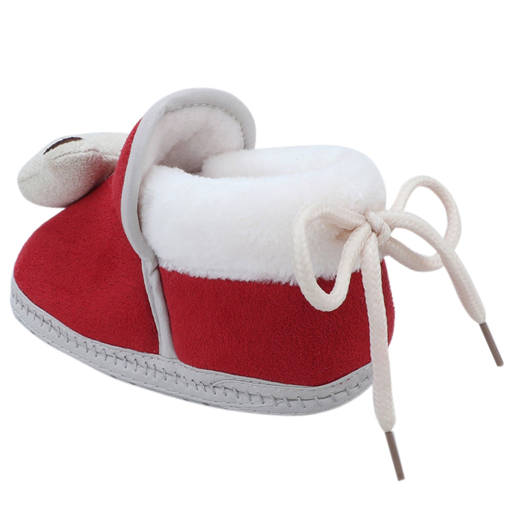 Baby Moo 3D Teddy Soft Slip-On Anti-Skid Plush Warm Booties - Maroon