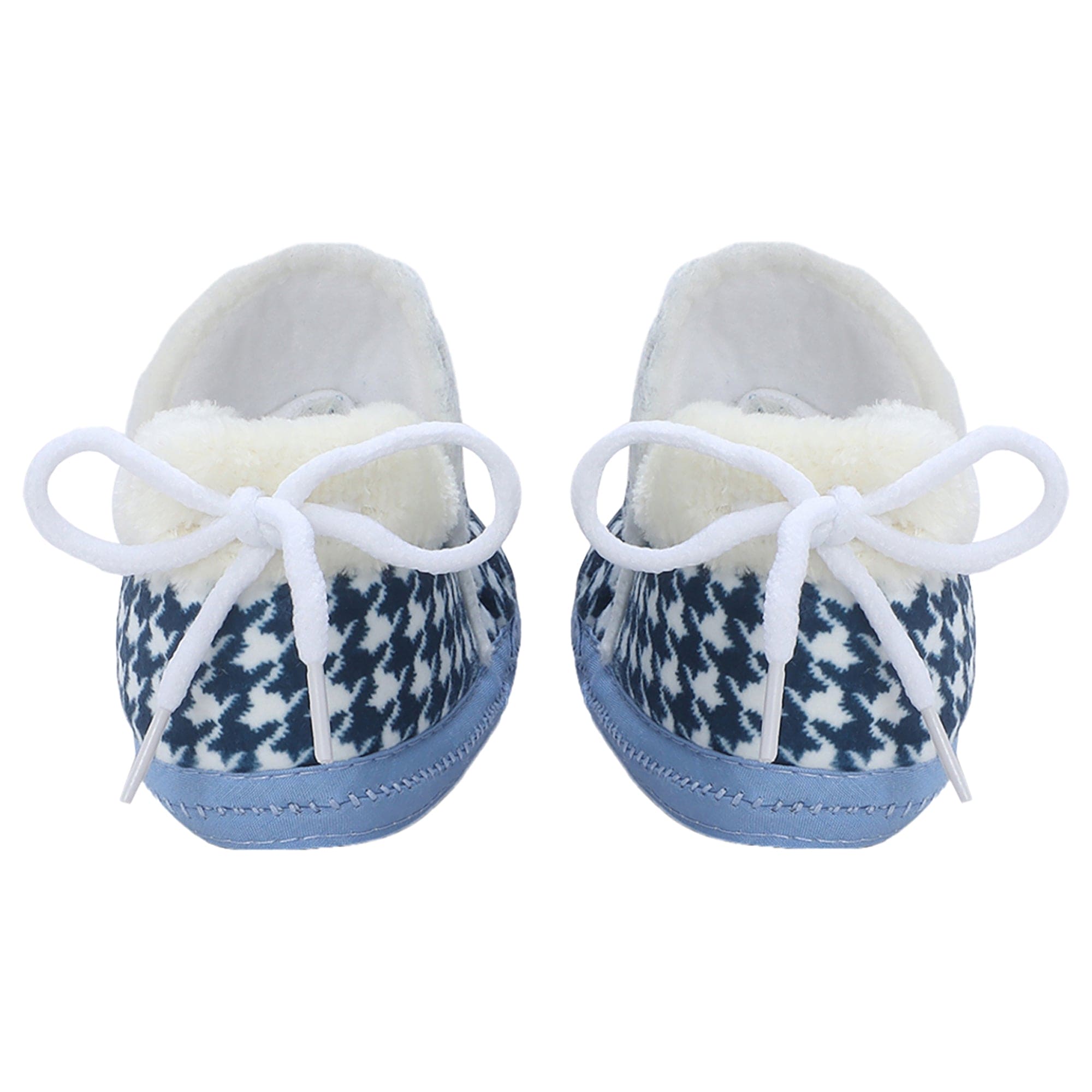 Baby Moo 3D Poodle Dog Houndstooth Soft Slip-On Anti-Skid Plush Warm Booties - Blue