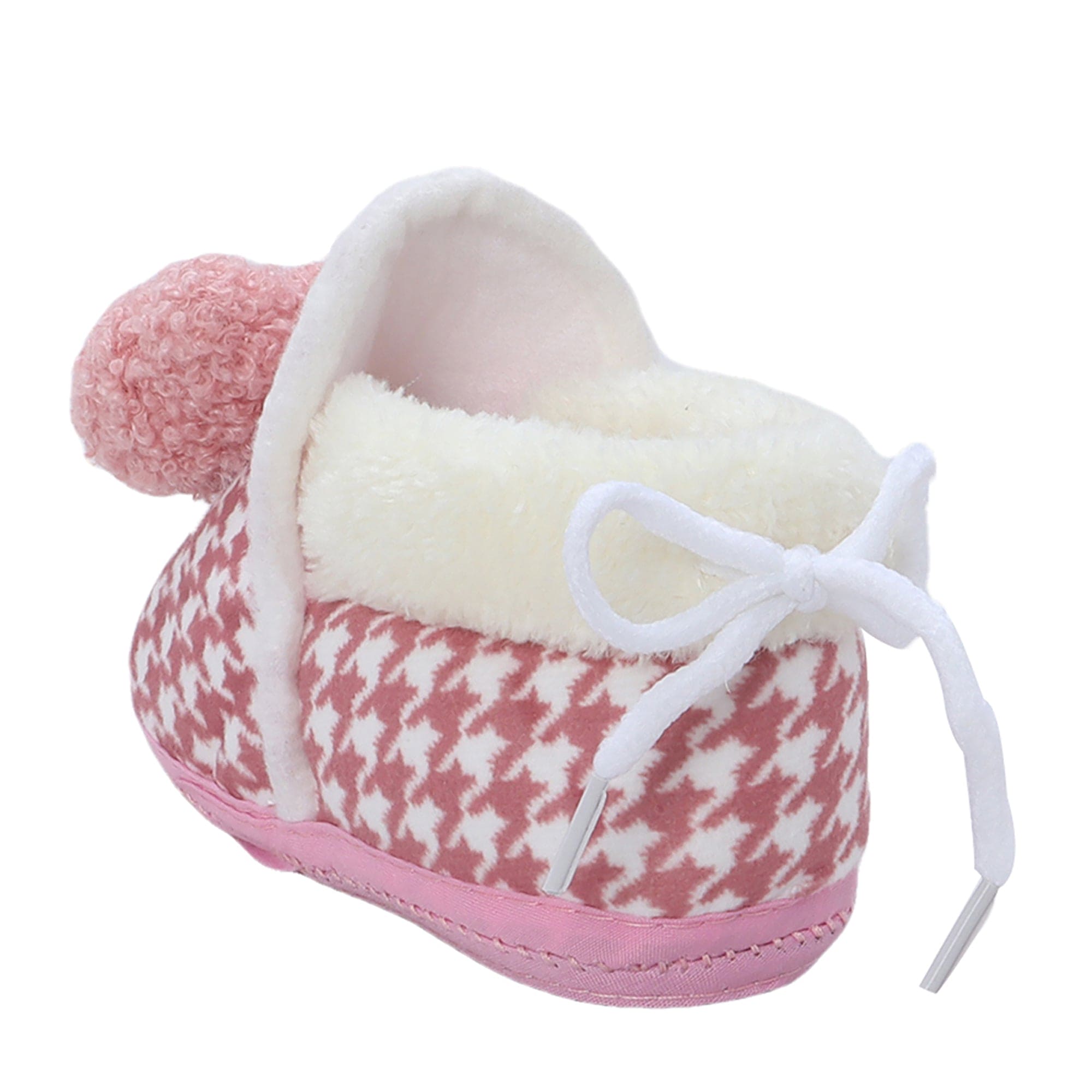 Baby Moo 3D Poodle Dog Houndstooth Soft Slip-On Anti-Skid Plush Warm Booties - Brown