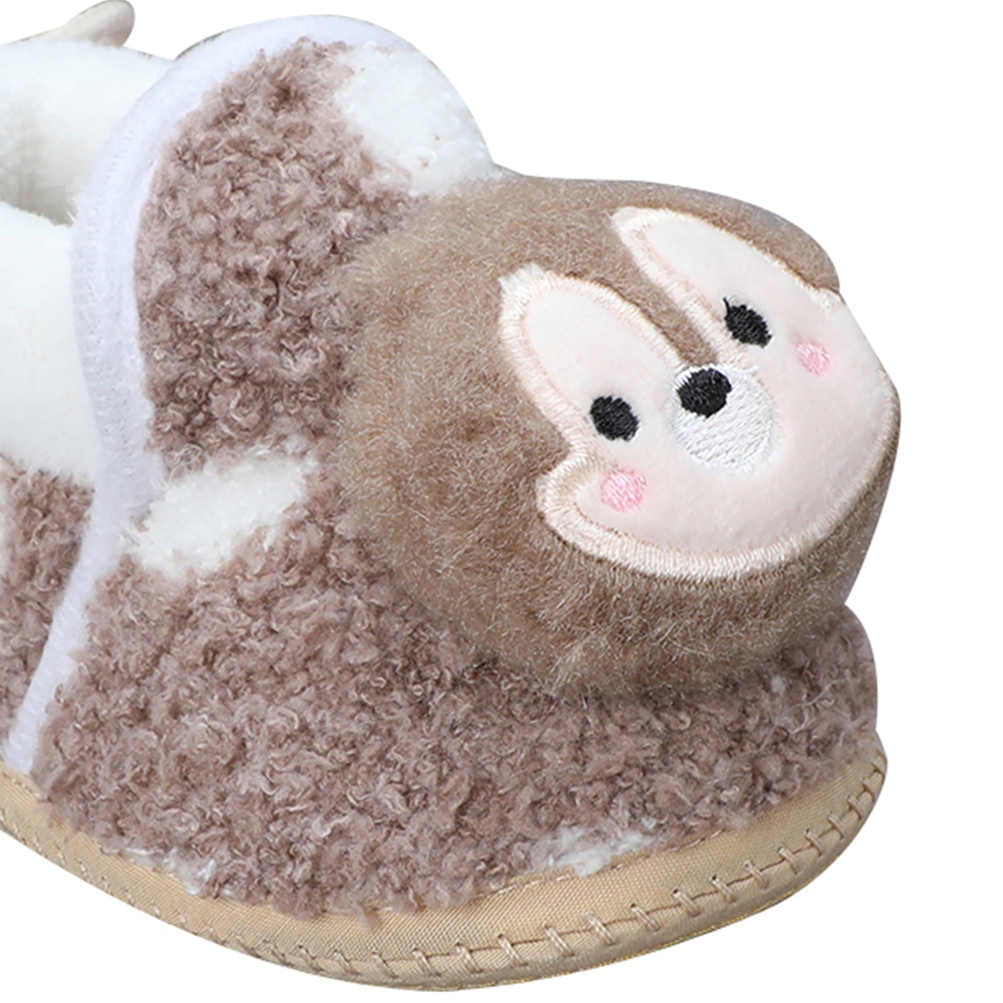 Baby Moo 3D Squirrel Soft Slip-On Anti-Skid Plush Warm Booties - Brown