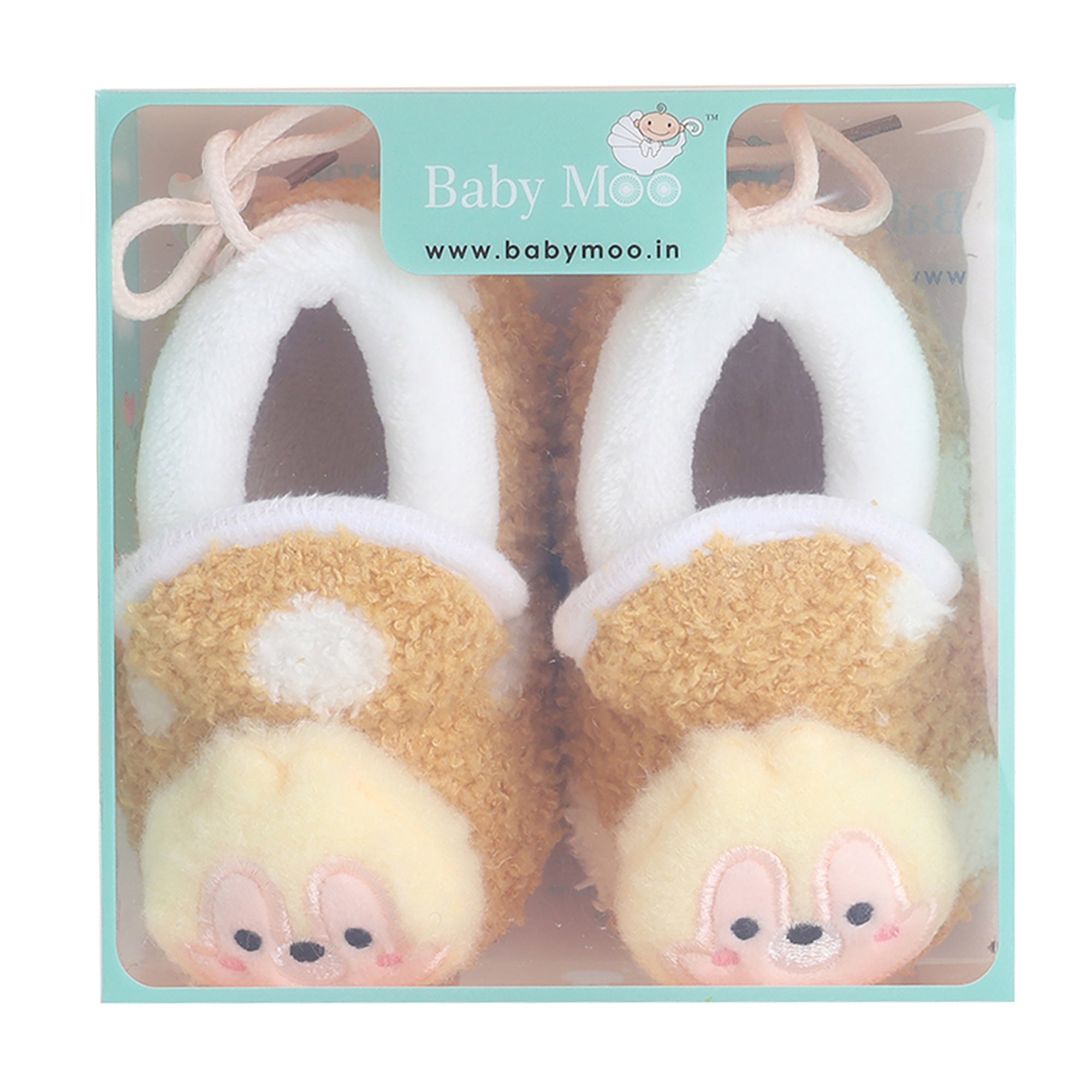 Baby Moo 3D Squirrel Soft Slip-On Anti-Skid Plush Warm Booties - Yellow