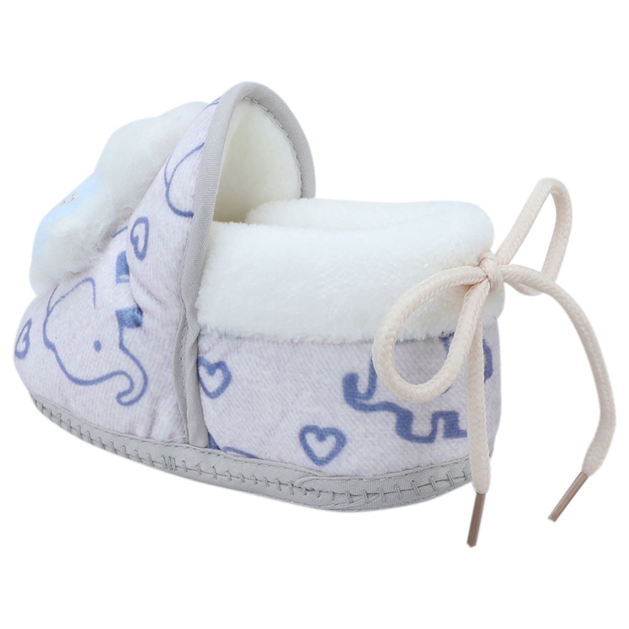 Baby Moo 3D Llama Elephant Prints Soft Slip-On Anti-Skid Plush Warm Booties - Blue