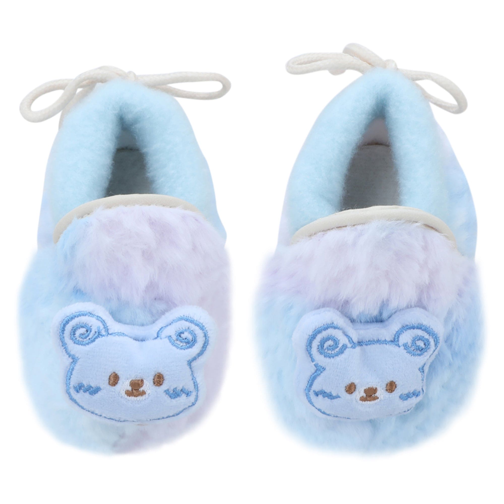 Baby Moo 3D Cute Teddy Soft Slip-On Anti-Skid Plush Warm Booties - Blue