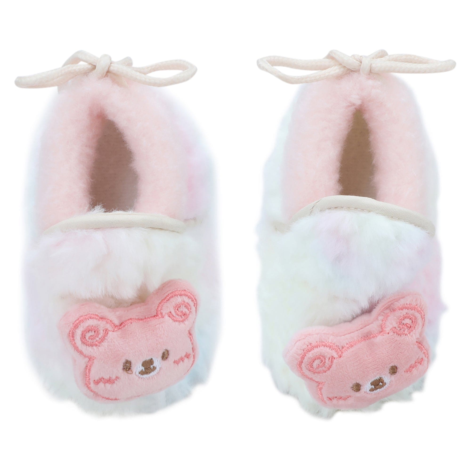 Baby Moo 3D Cute Teddy Soft Slip-On Anti-Skid Plush Warm Booties - Pink