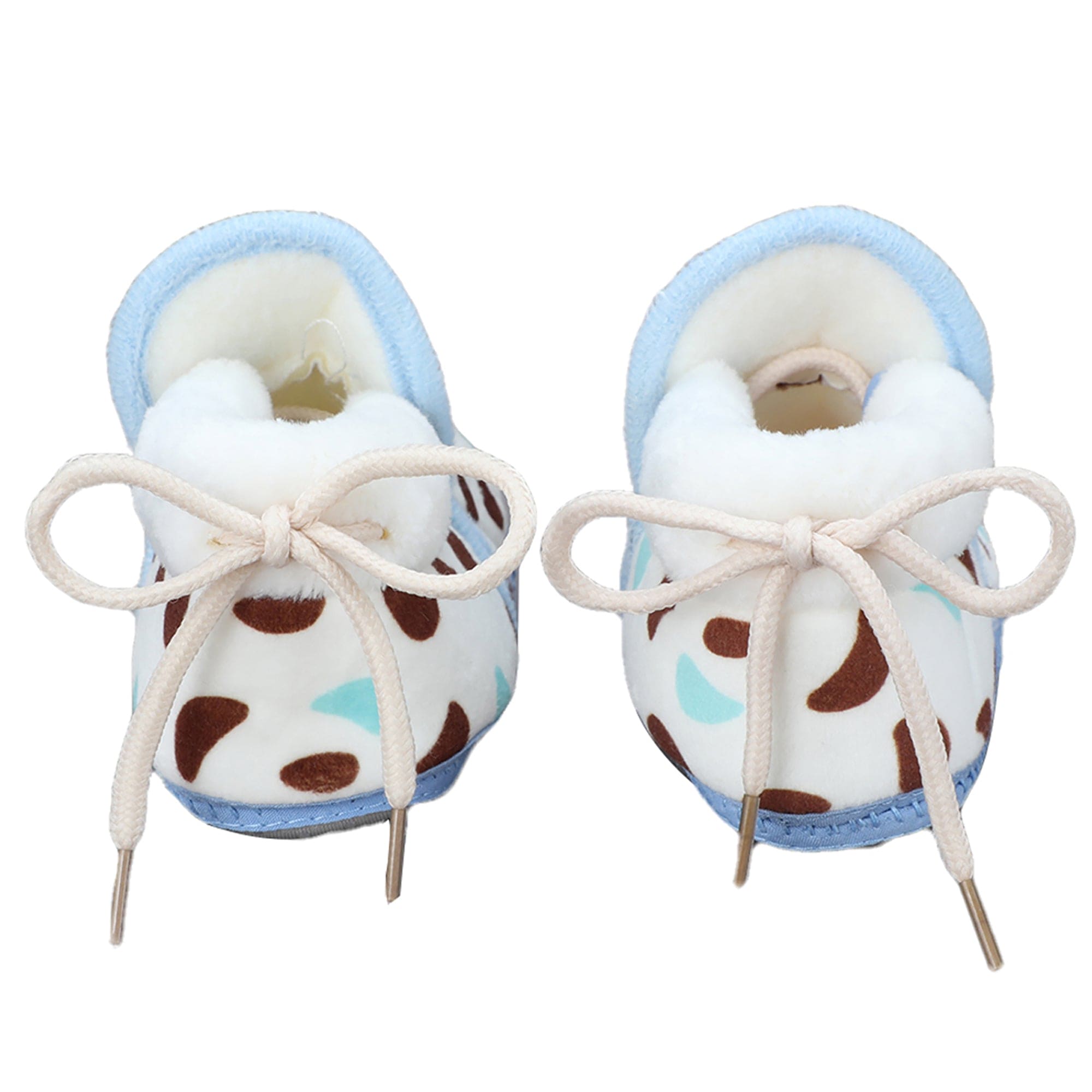 Baby Moo Abstract Spots Soft Slip-On Anti-Skid Plush Warm Booties - Blue