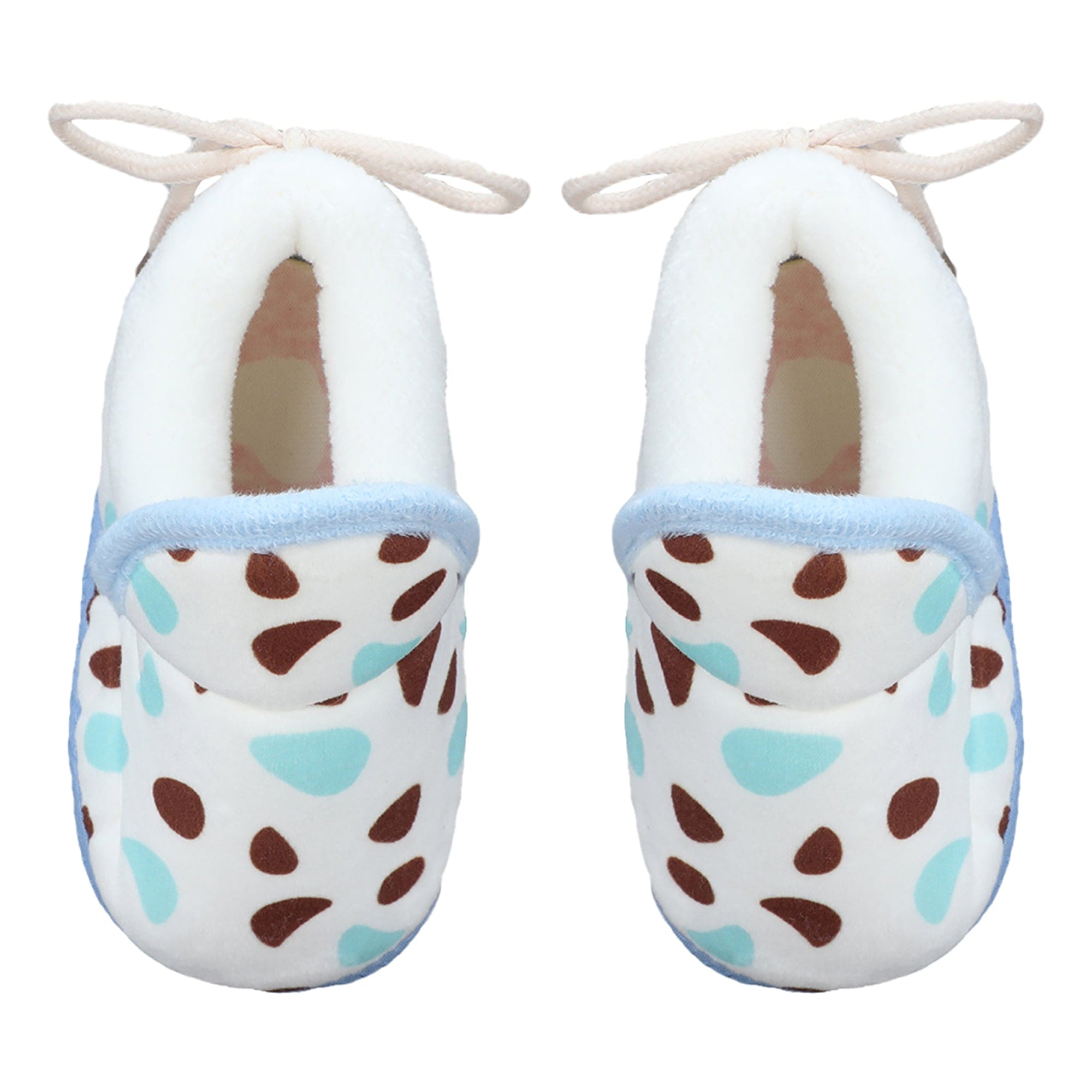 Baby Moo Abstract Spots Soft Slip-On Anti-Skid Plush Warm Booties - Blue