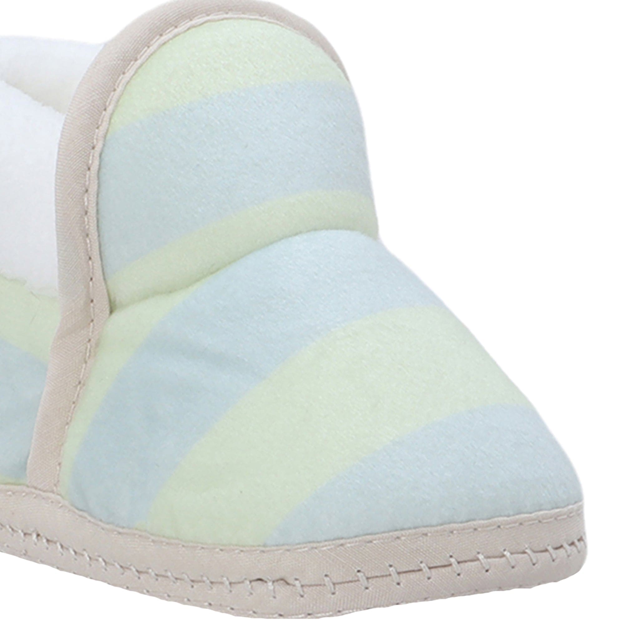 Baby Moo Broad Stripes Soft Slip-On Anti-Skid Plush Warm Booties - Green