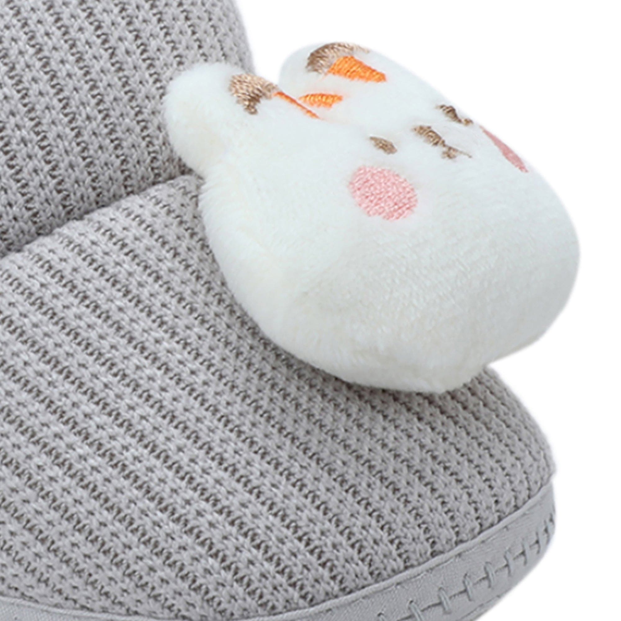 Baby Moo 3D Kitty Ribbed Soft Slip-On Anti-Skid Plush Warm Booties - Grey