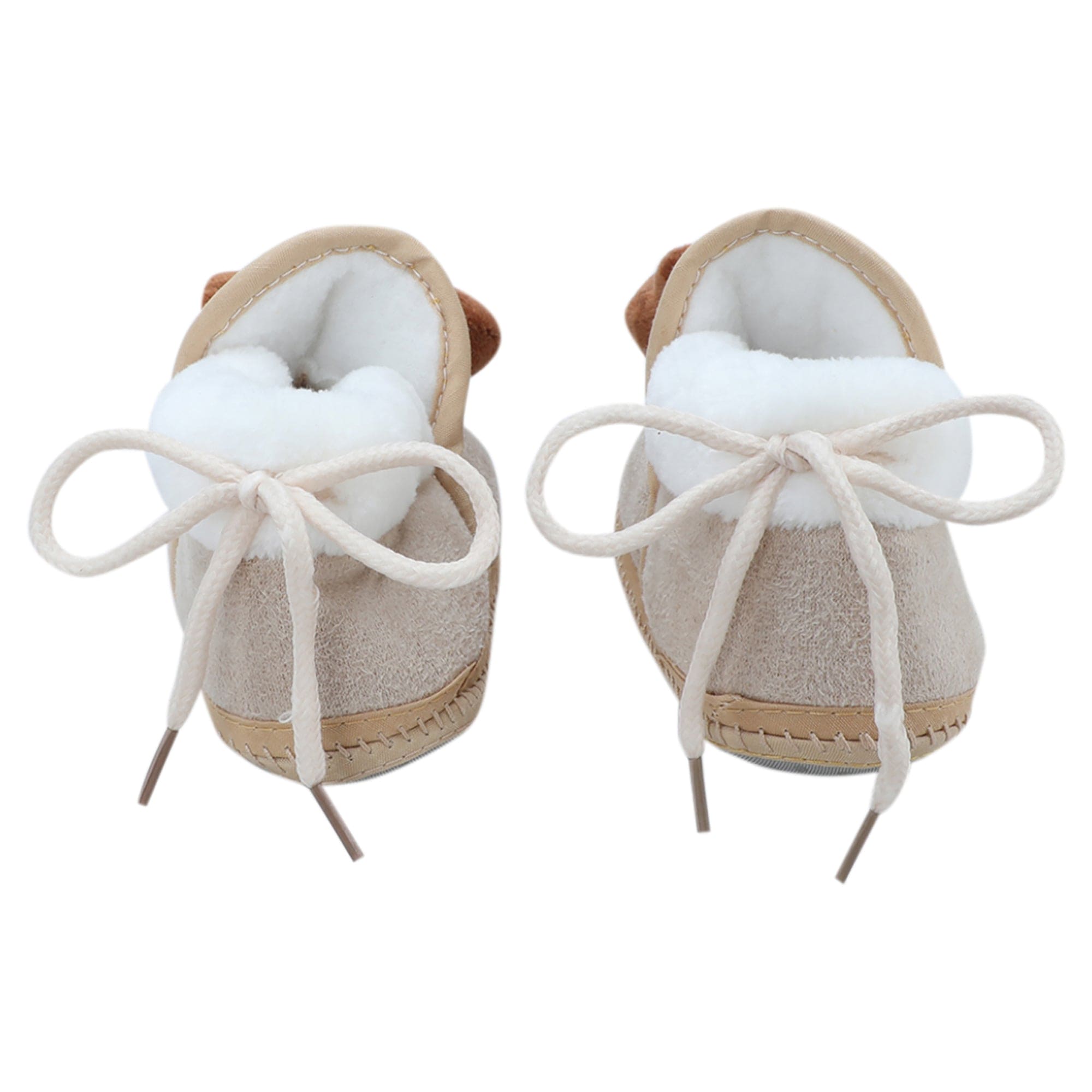 Baby Moo 3D Bear Soft Slip-On Anti-Skid Plush Warm Booties - Beige