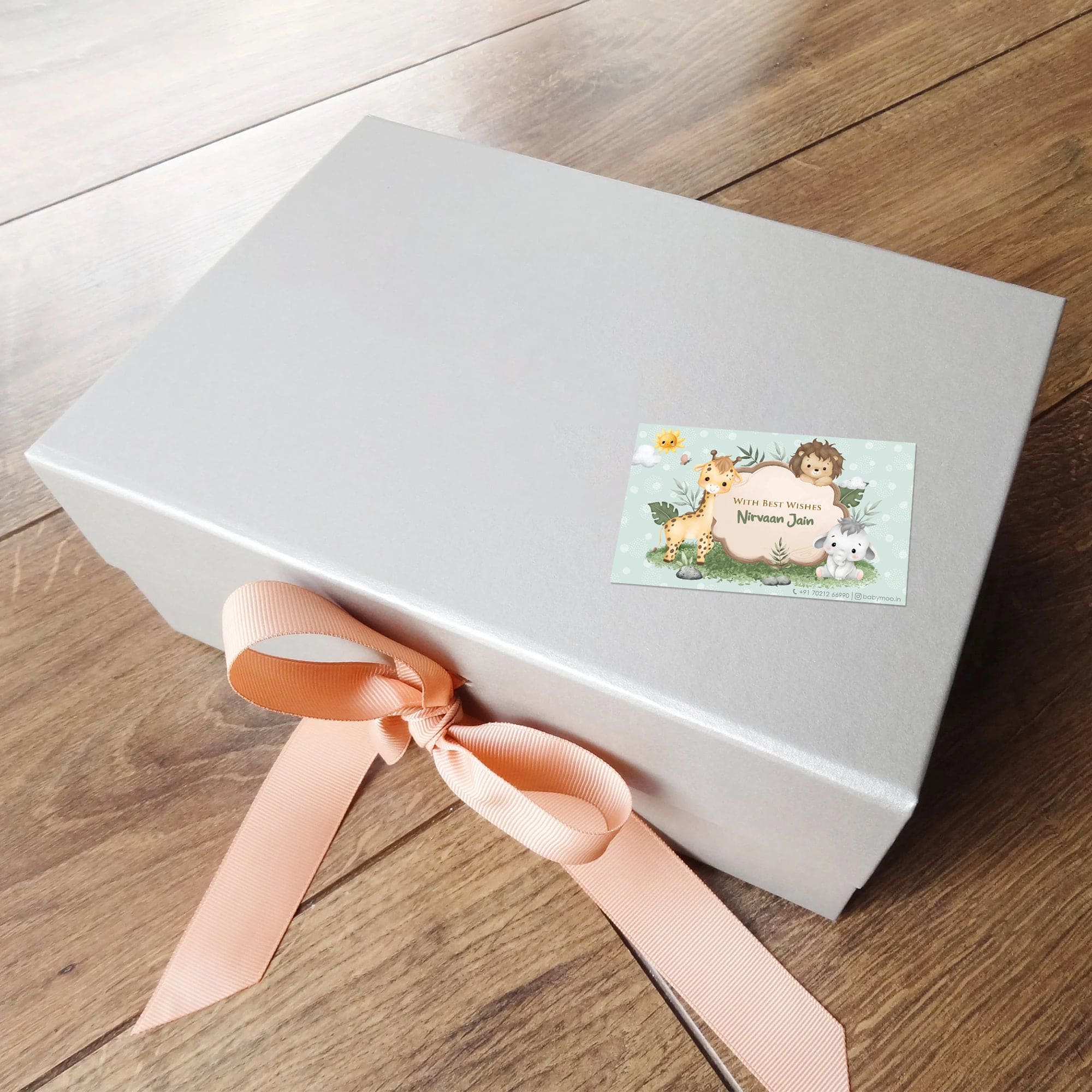 Baby Moo Welcome to Jungle 40 Gift Card Pack Personalised Wish Tags - Mint Green