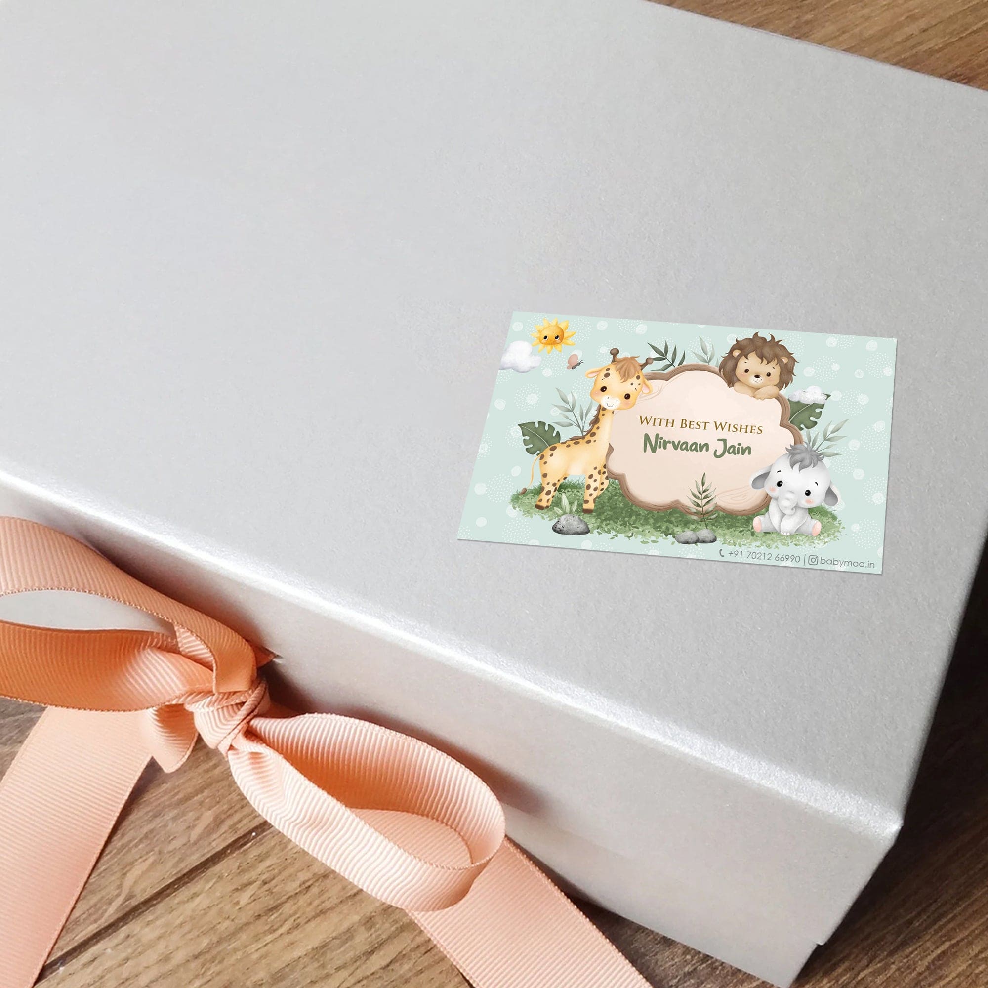 Baby Moo Welcome to Jungle 40 Gift Card Pack Personalised Wish Tags - Mint Green