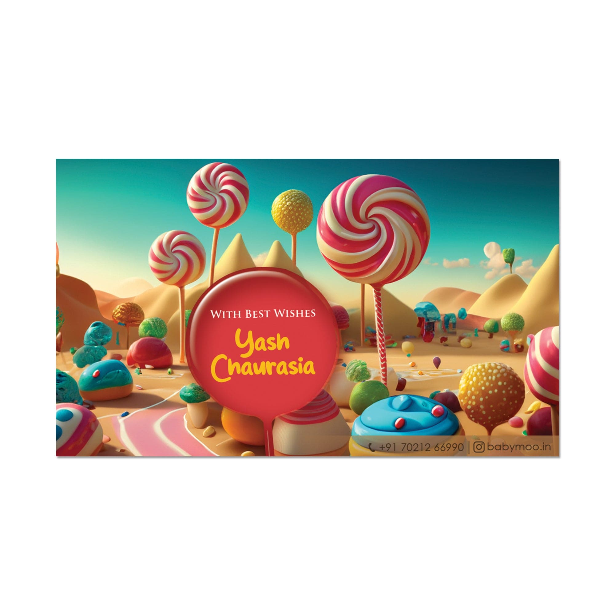 Baby Moo Lollipop 40 Gift Card Pack Personalised Wish Tags - Multicolour
