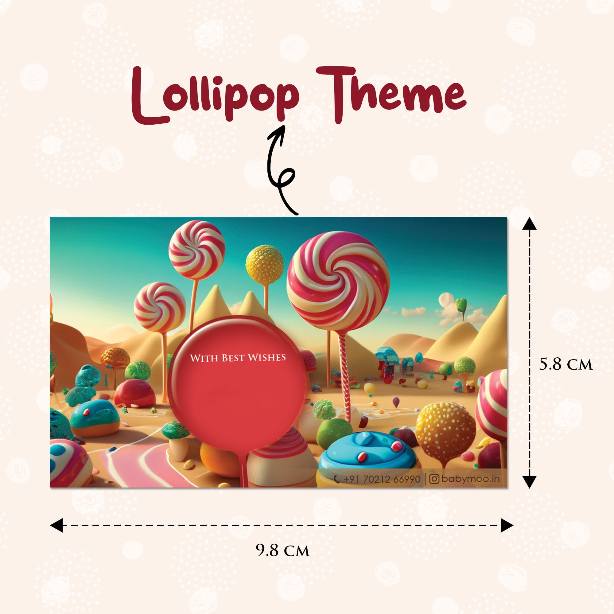 Baby Moo Lollipop 40 Gift Card Pack Personalised Wish Tags - Multicolour