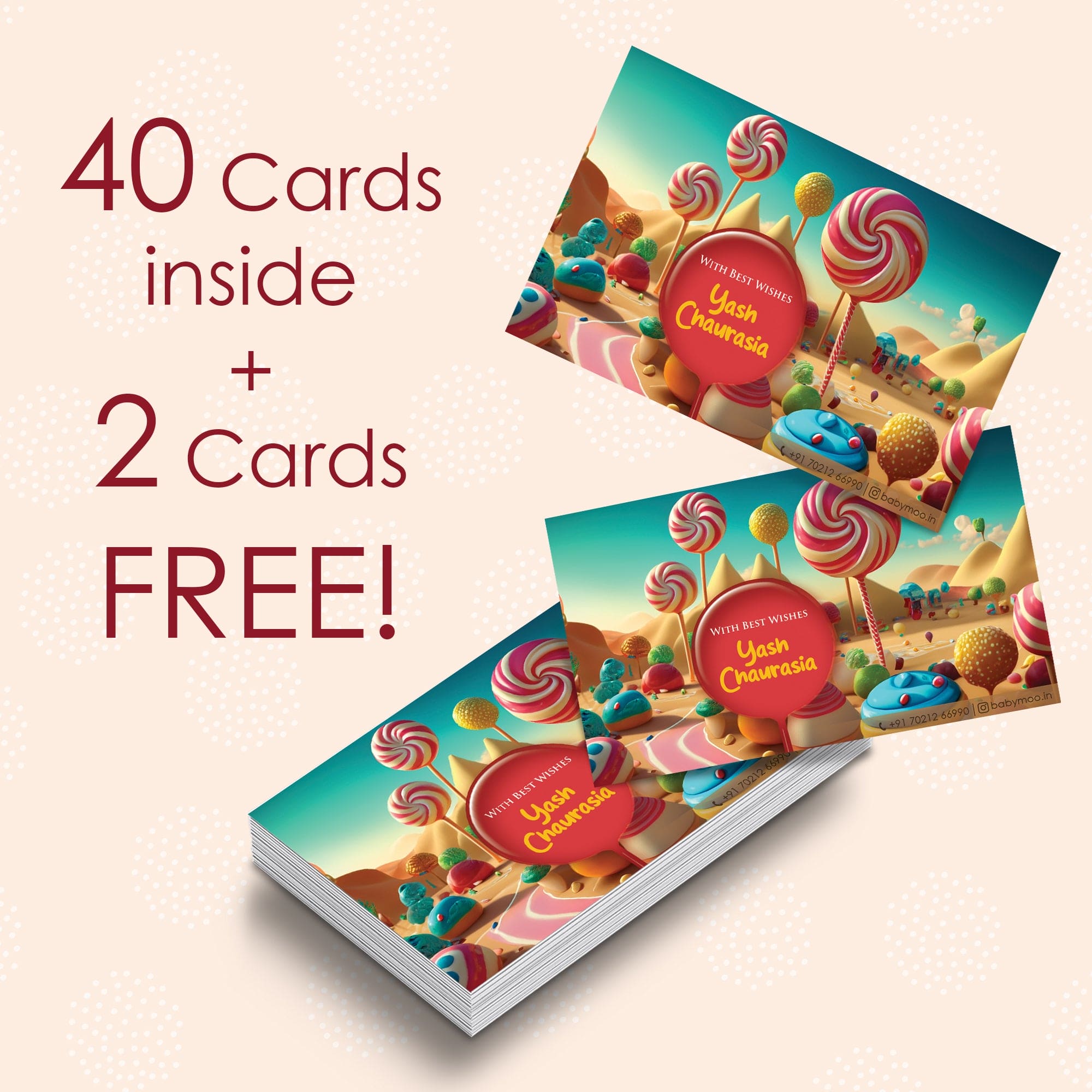 Baby Moo Lollipop 40 Gift Card Pack Personalised Wish Tags - Multicolour