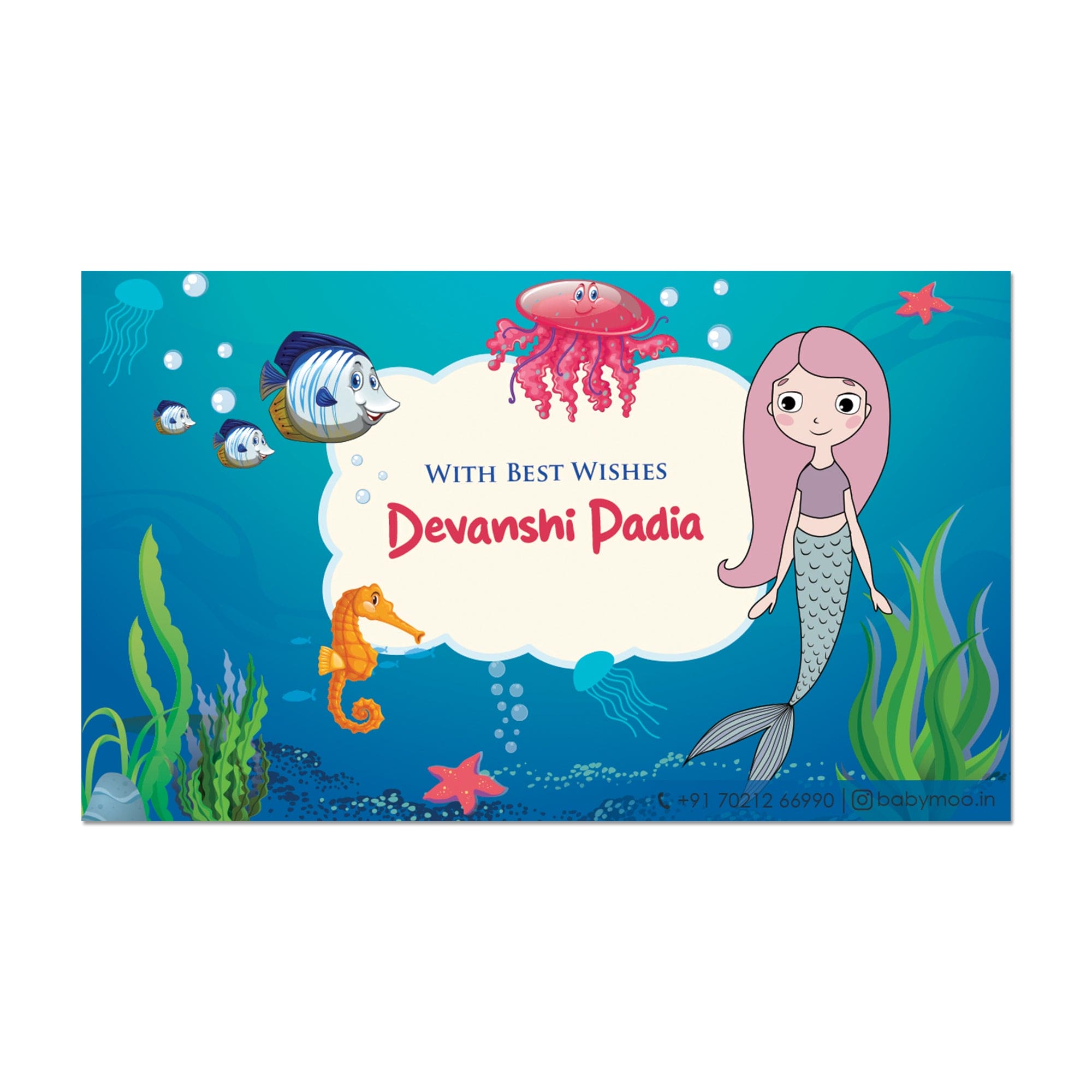 Baby Moo Aqua World 40 Gift Card Pack Personalised Wish Tags - Blue