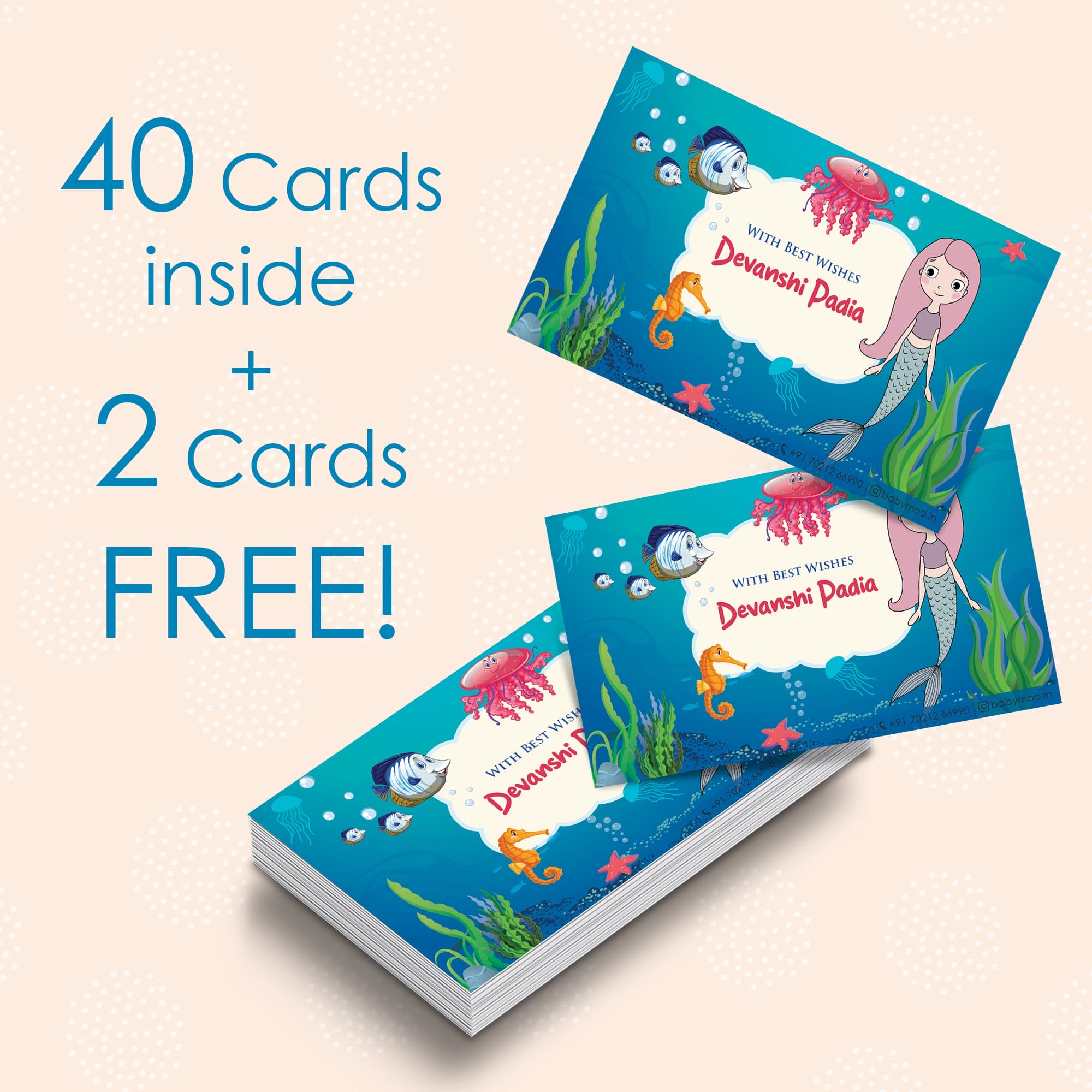 Baby Moo Aqua World 40 Gift Card Pack Personalised Wish Tags - Blue