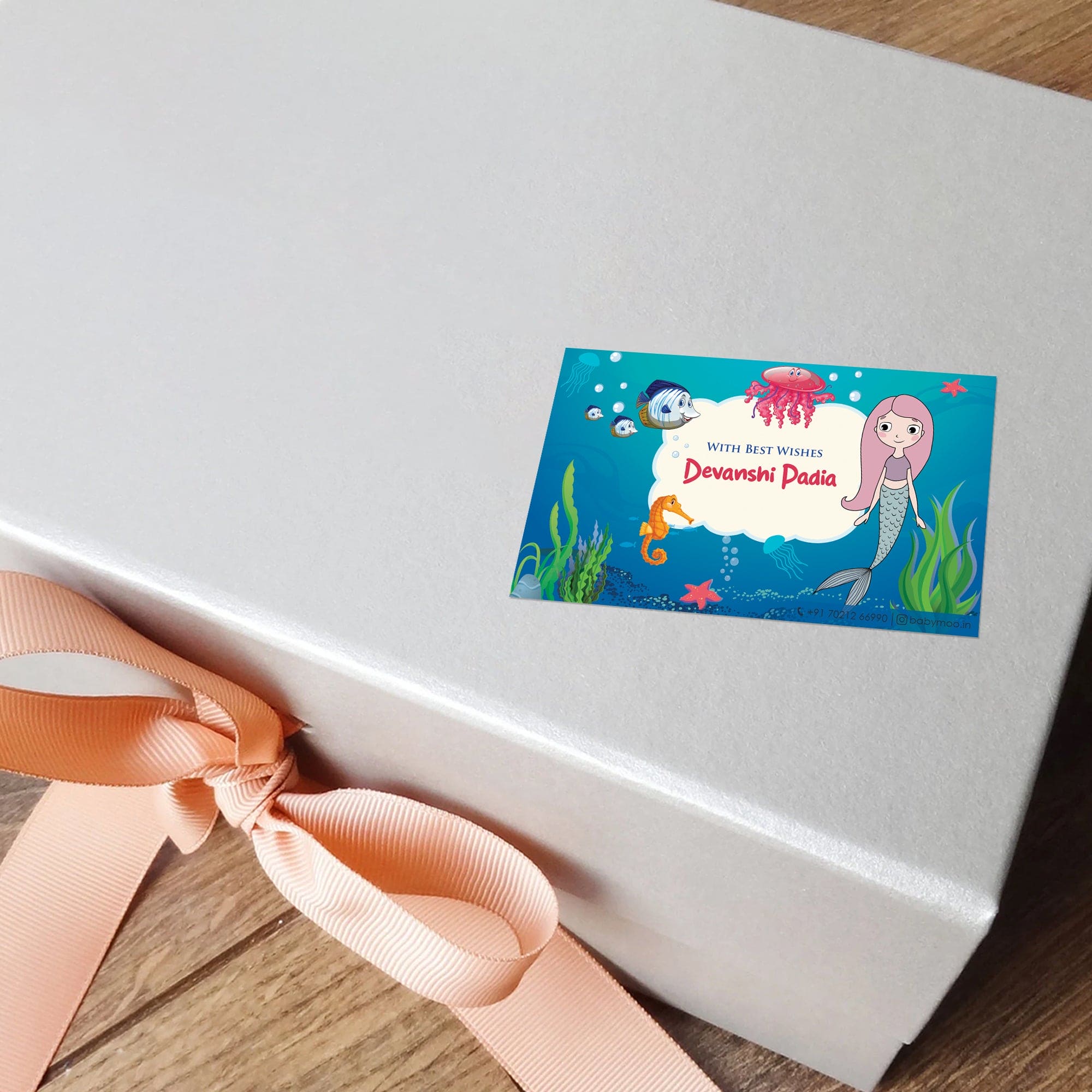 Baby Moo Aqua World 40 Gift Card Pack Personalised Wish Tags - Blue