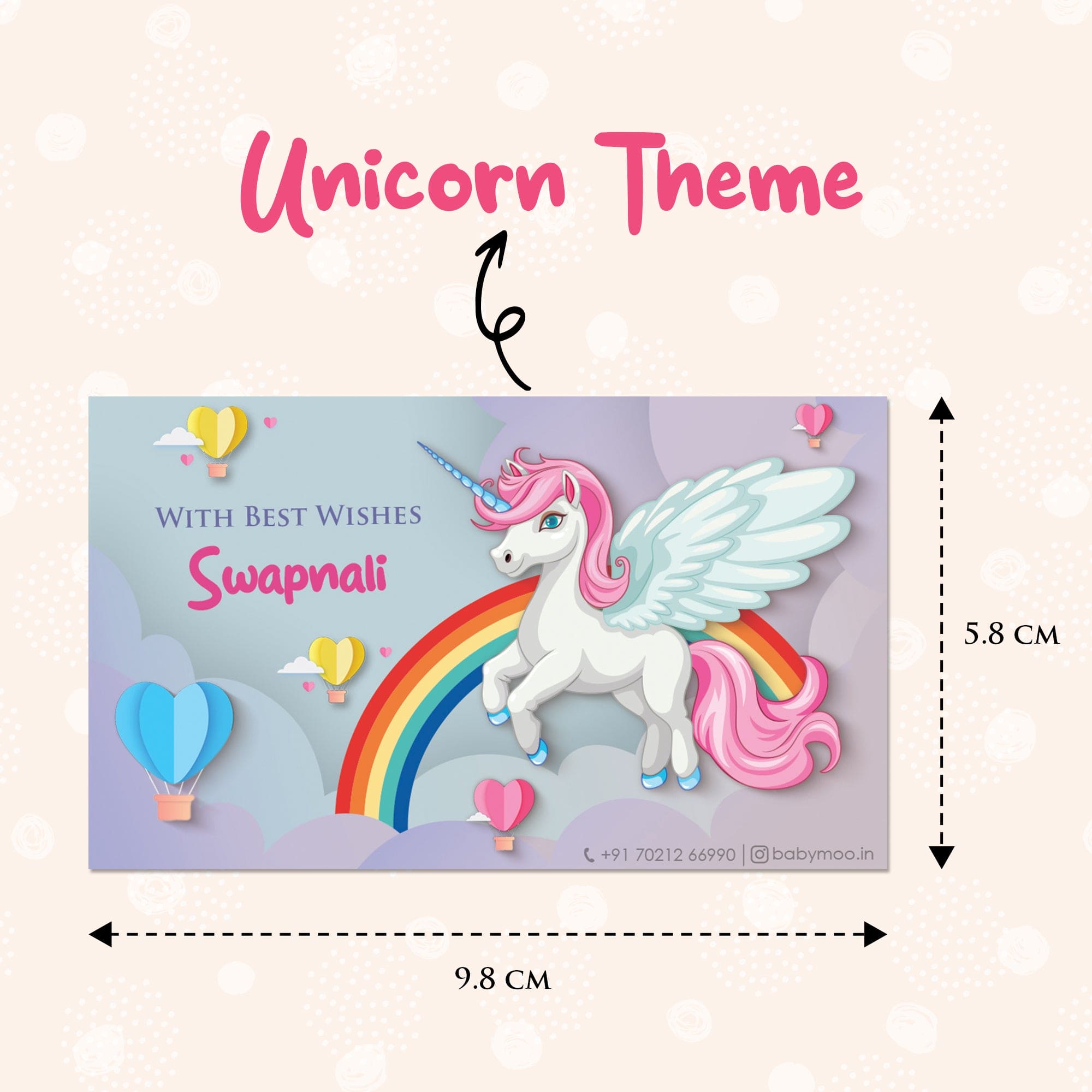 Baby Moo Celestial Unicorn 40 Gift Card Pack Personalised Wish Tags - Multicolour