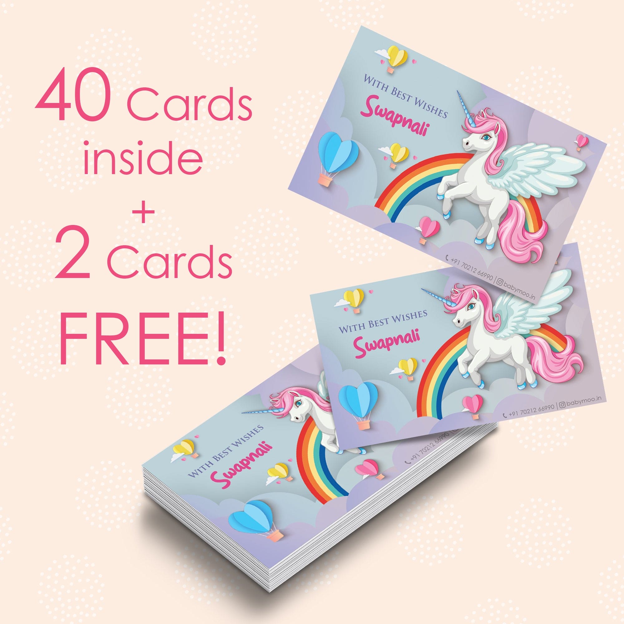 Baby Moo Celestial Unicorn 40 Gift Card Pack Personalised Wish Tags - Multicolour