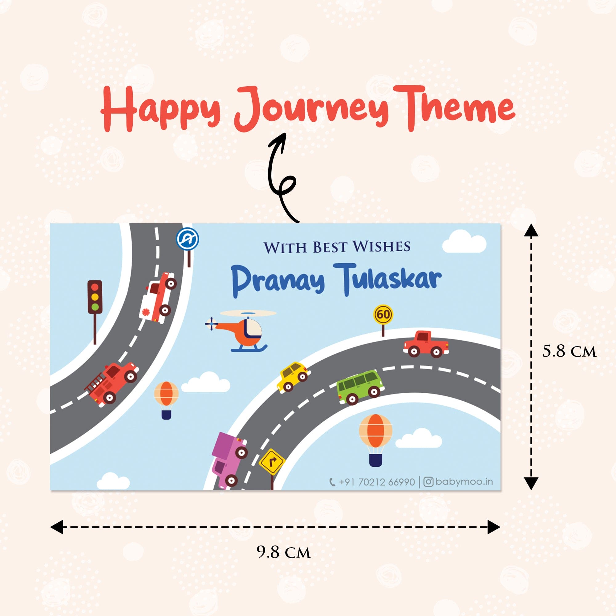 Baby Moo Happy Journey 40 Gift Card Pack Personalised Wish Tags - Multicolour