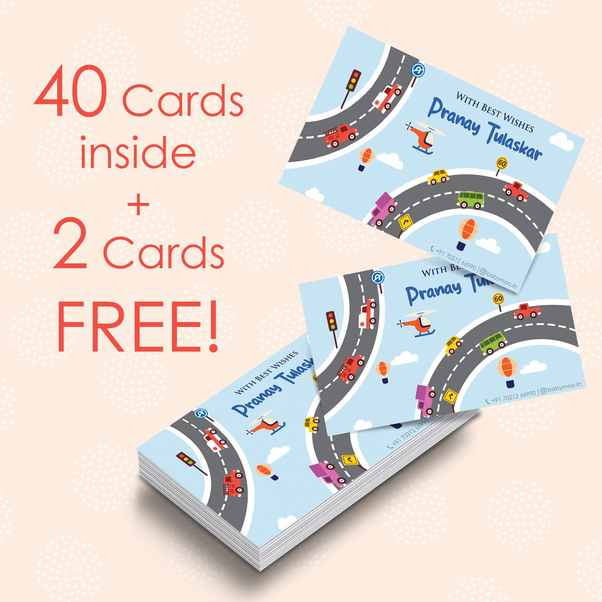 Baby Moo Happy Journey 40 Gift Card Pack Personalised Wish Tags - Multicolour